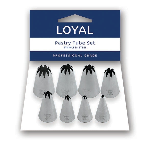 LOYAL Closed Star Pastry Tube Set 8 Piece Stainless Steel