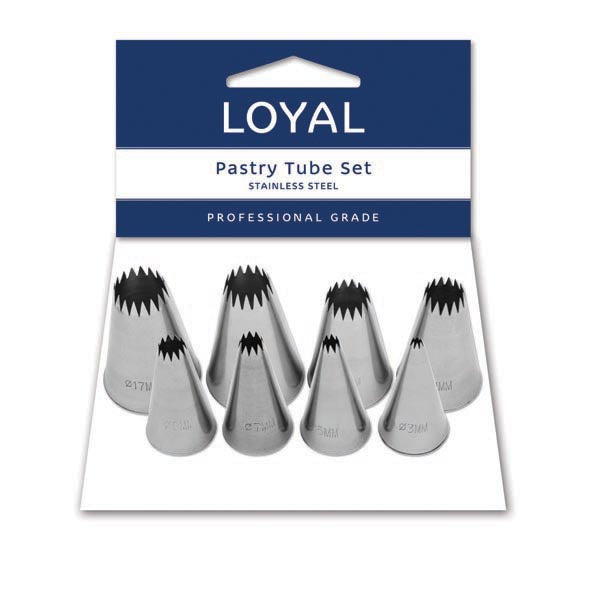 LOYAL French Star Pastry Tube Set 8 Piece Stainless Steel