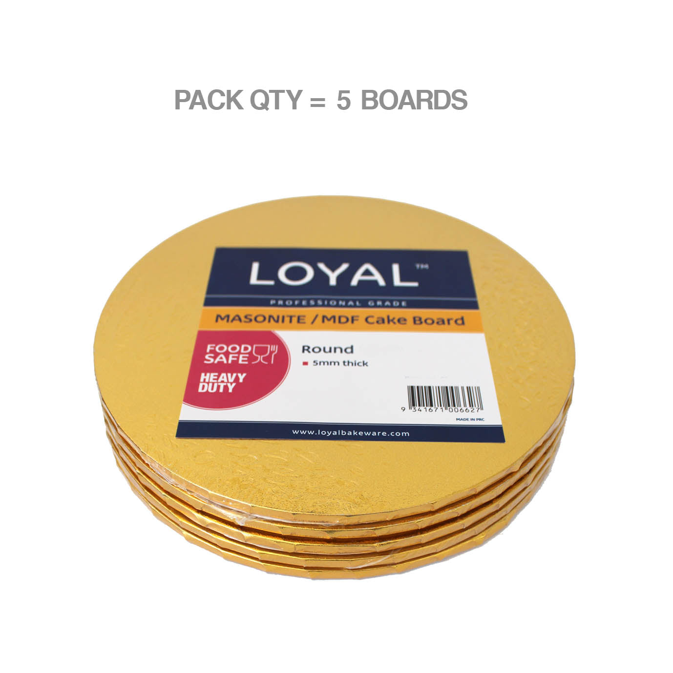 LOYAL Masonite Cake Board Round Gold 8 Inch / 20cm