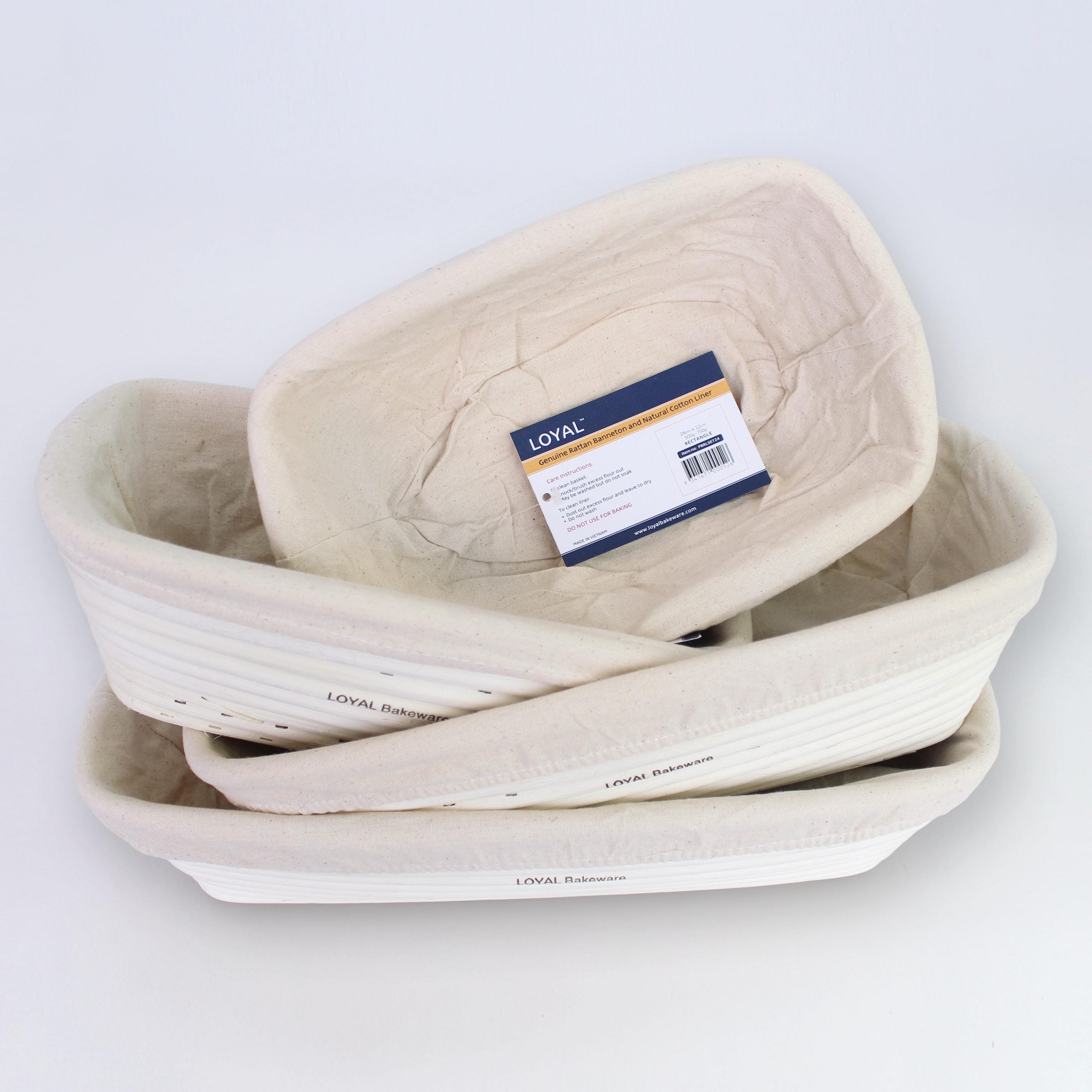 LOYAL Rattan Sourdough Banneton Proofing Basket with Liner - Long (24 x 12cm)