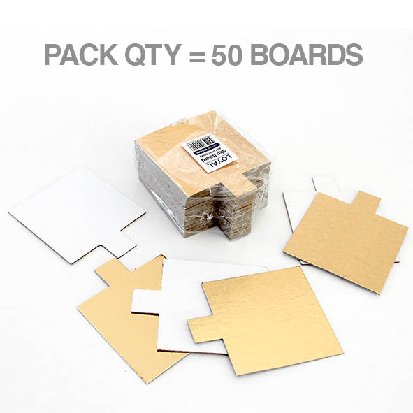LOYAL Dessert Board Square Gold 1mm with Tab 80mm
