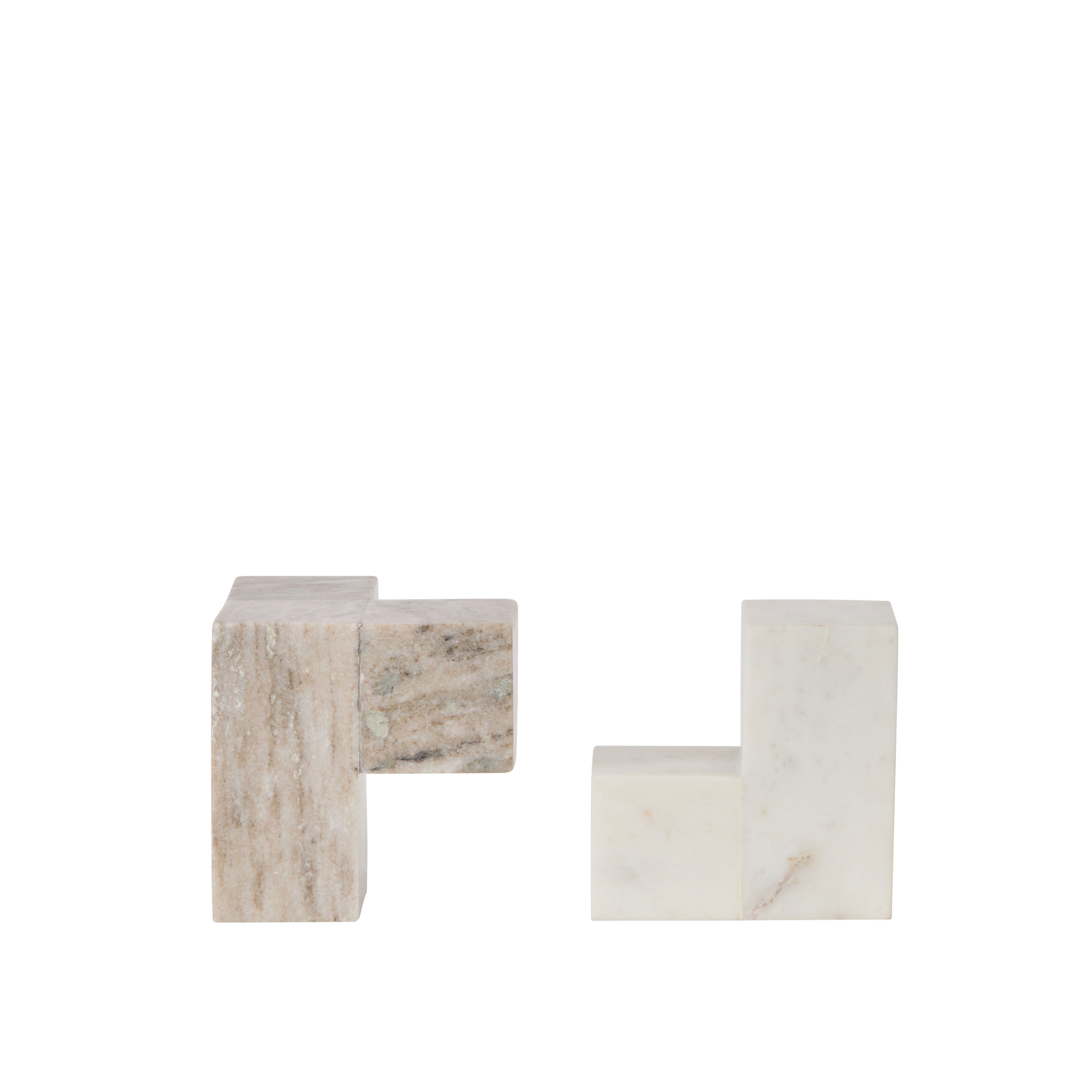 Amalfi Sachi Block Bookends 2 Piece Set White & Beige