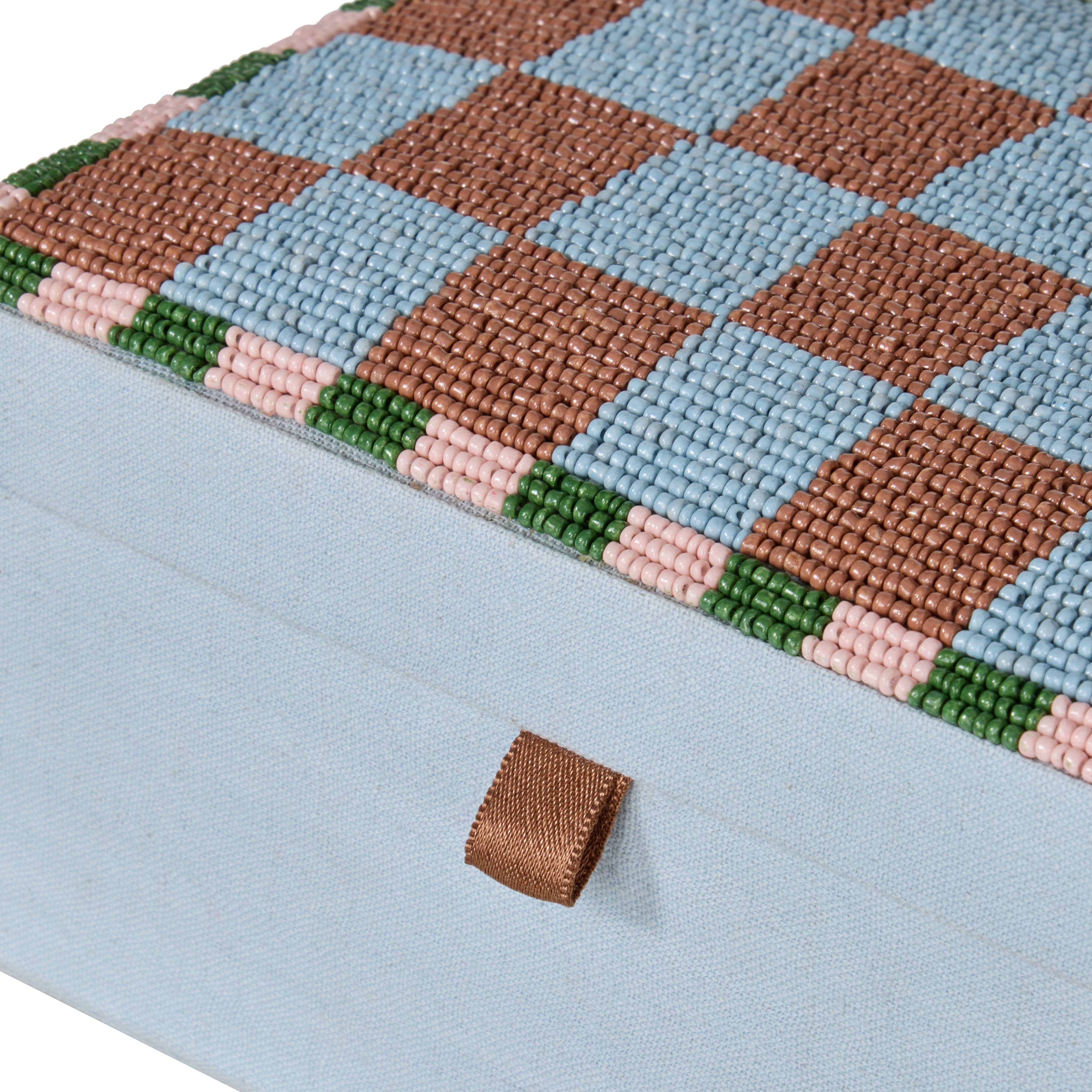 Emporium Ruby Beaded Check Jewellery Box Multi-Coloured