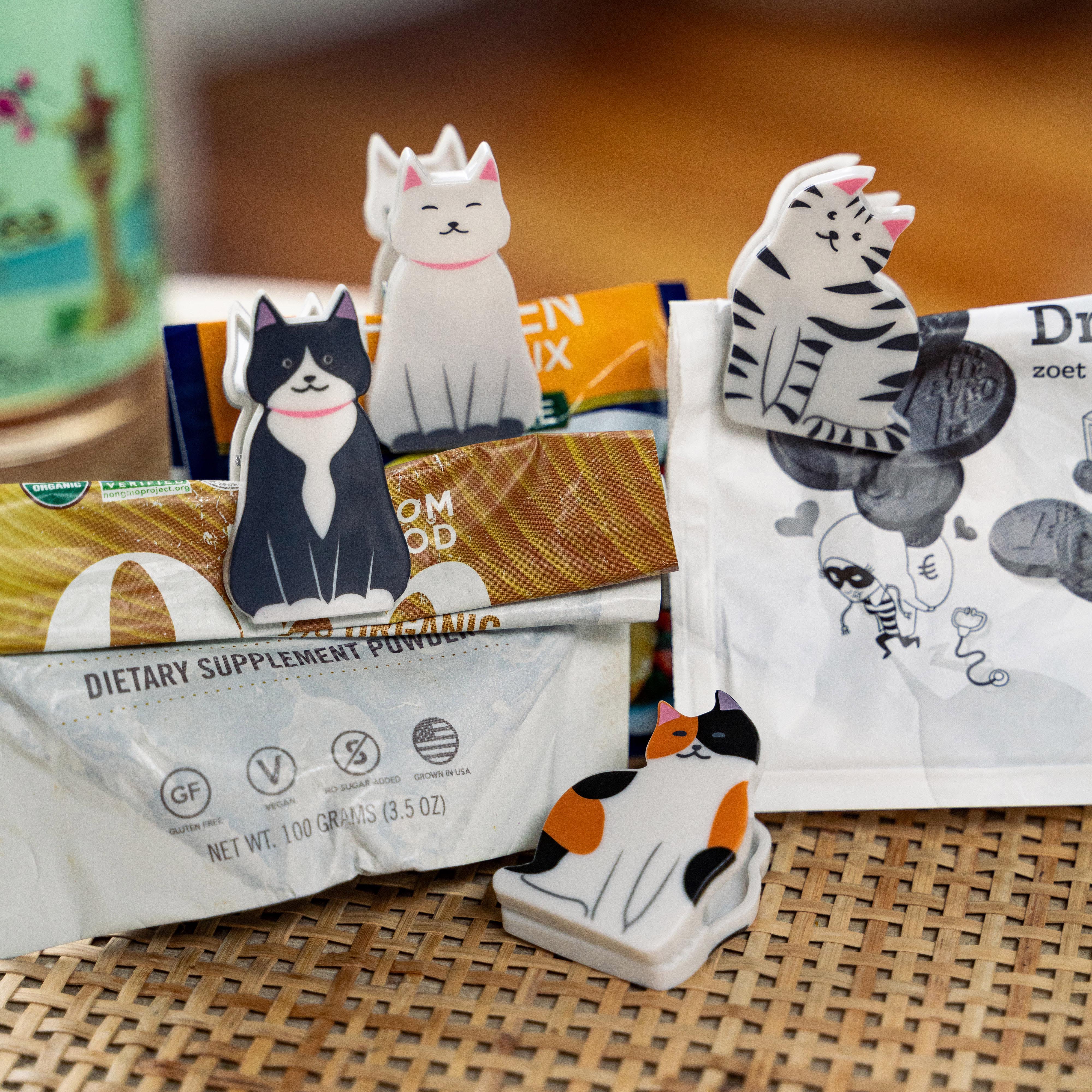 Kikkerland Kitty Bag Clips Multi-Coloured