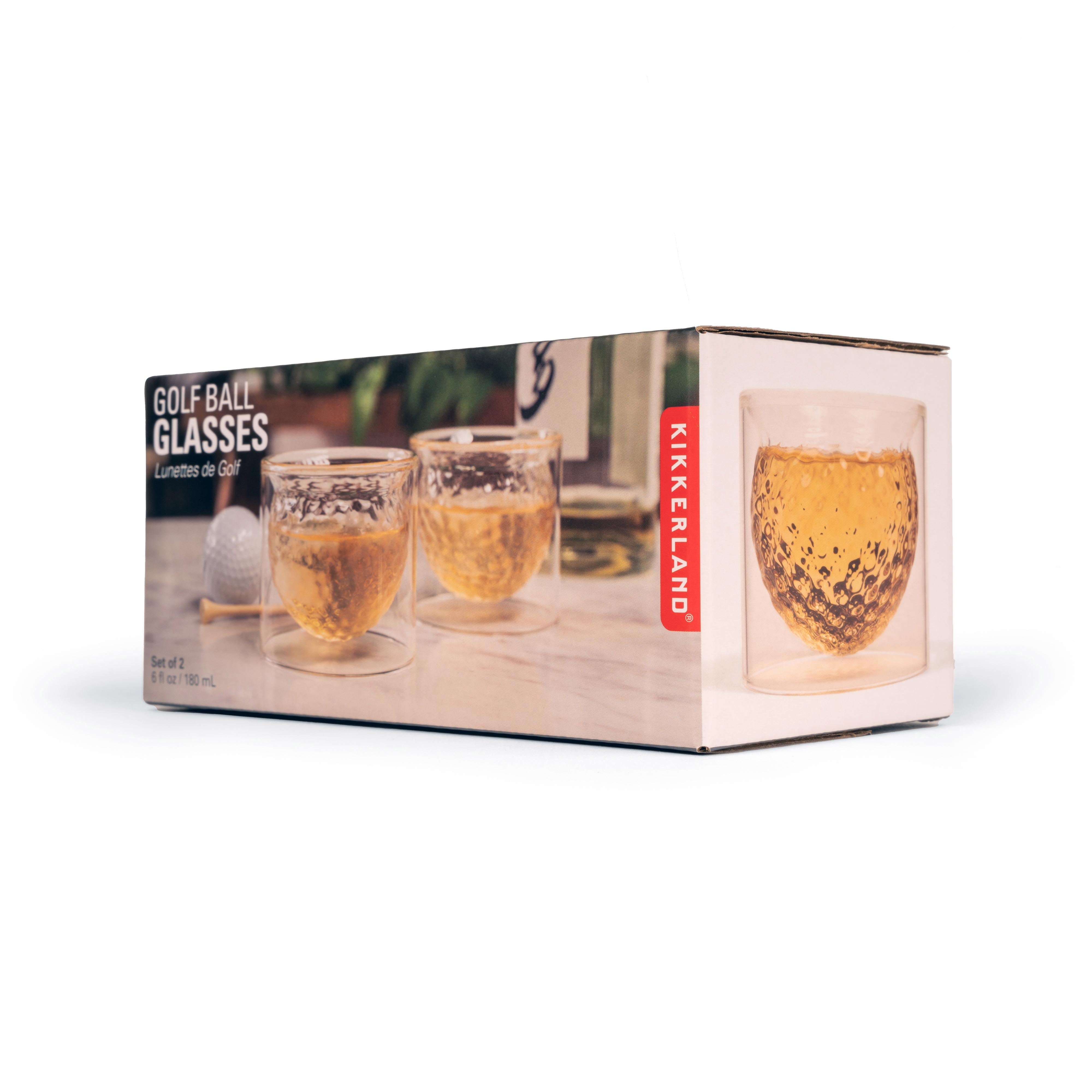 Kikkerland Golf Ball Glasses 2 Piece Set Clear