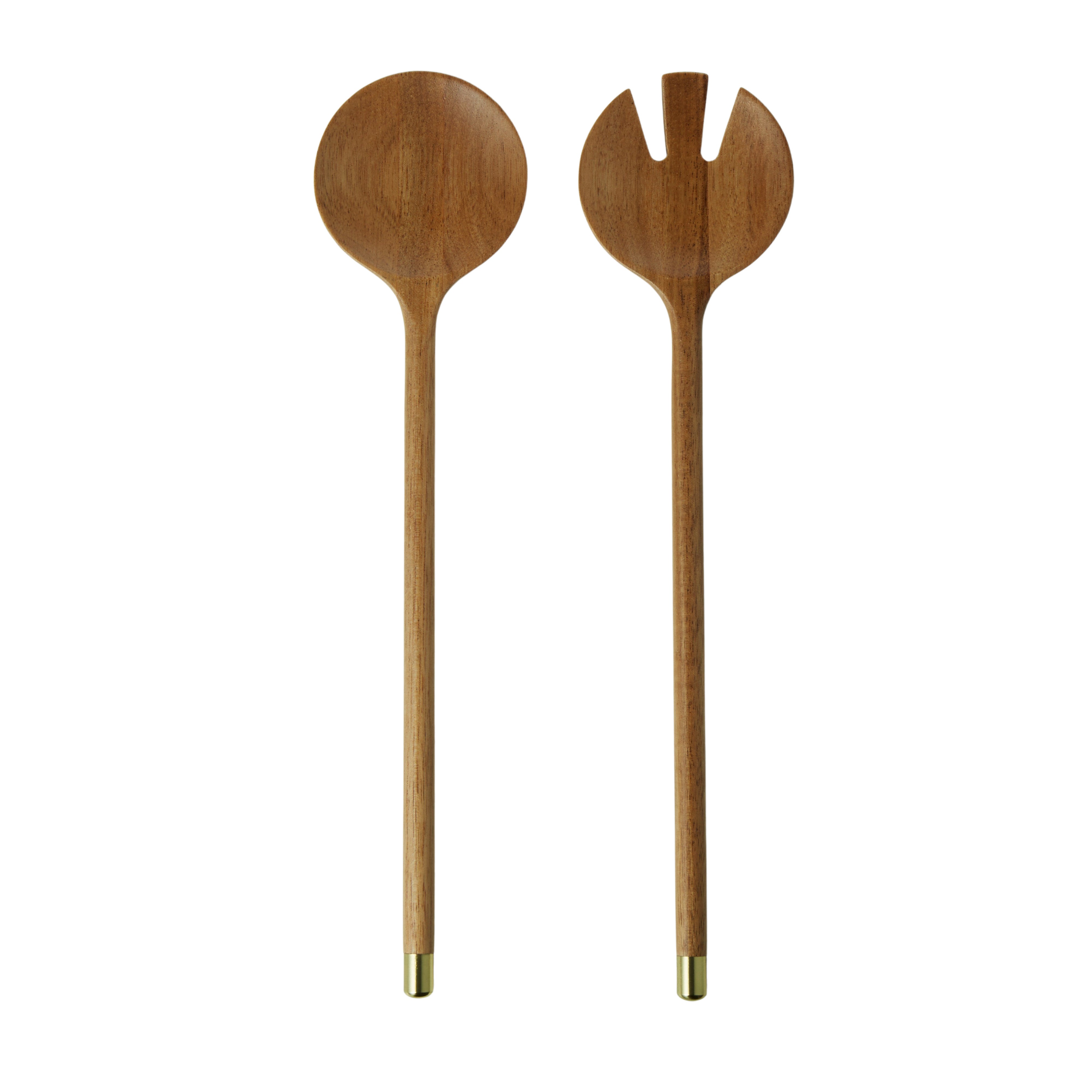 Davis & Waddell Acacia & Brass Salad Servers 2 Piece Set Natural