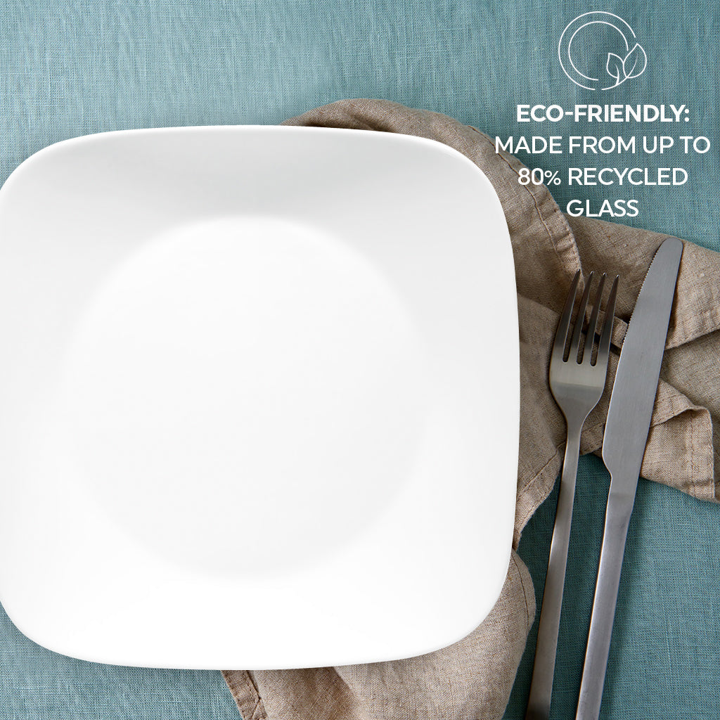 Corelle Pure White 12 Piece Dinner Square Set