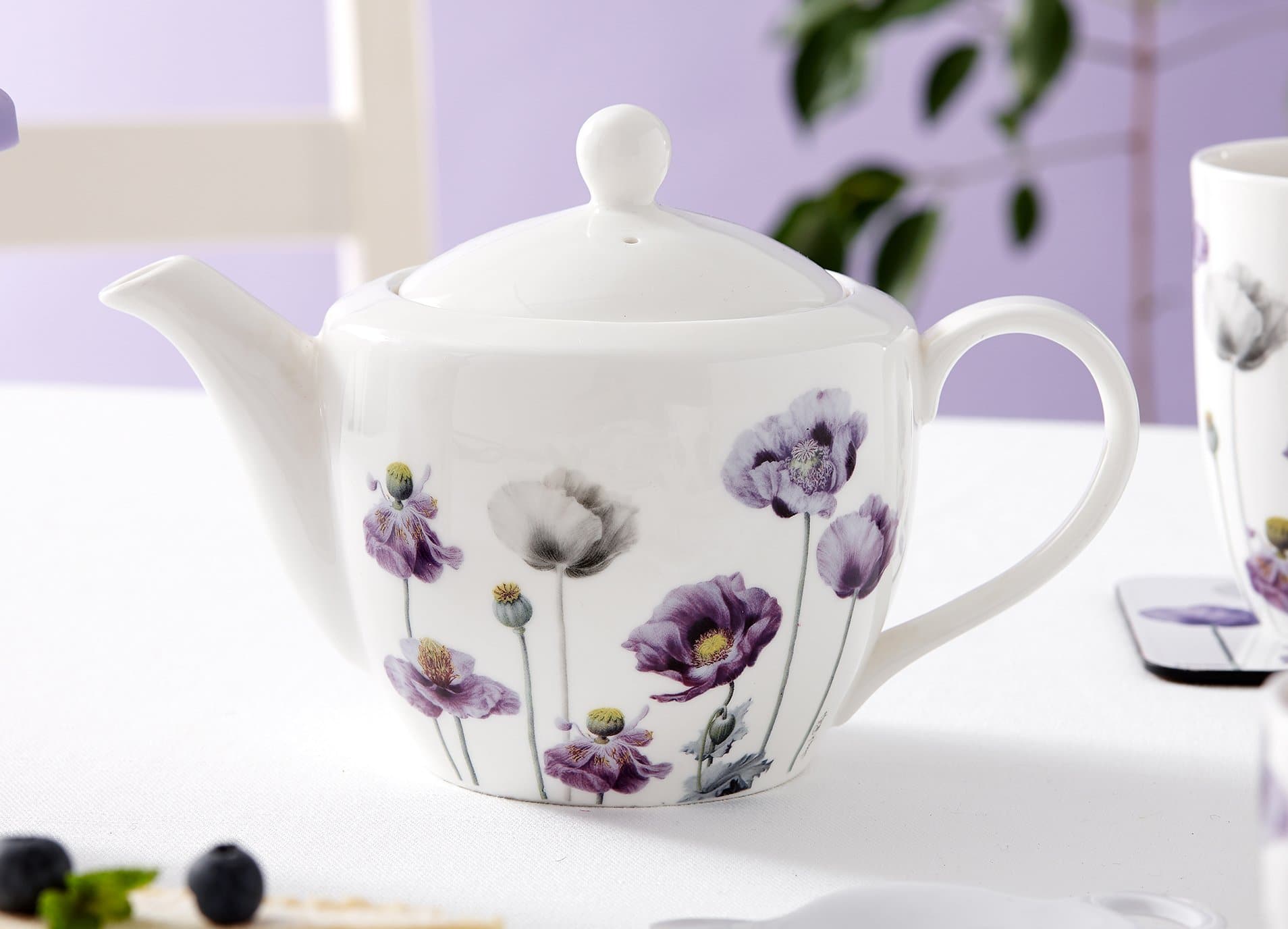 Ashdene Purple Poppies AWM 600ml Teapot