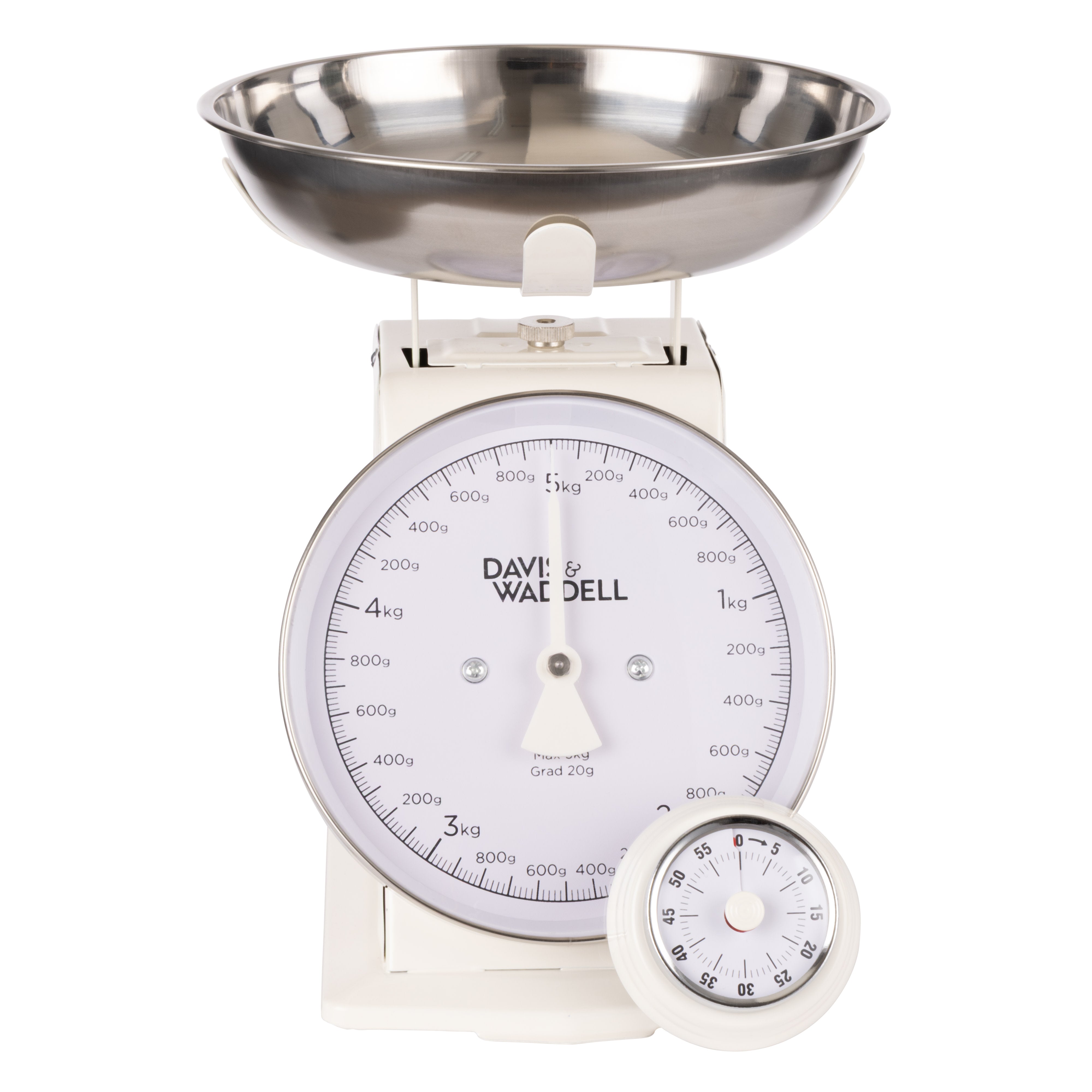 Davis & Waddell Newbury Mechanical Timer and Scale 2 Piece Set Cream