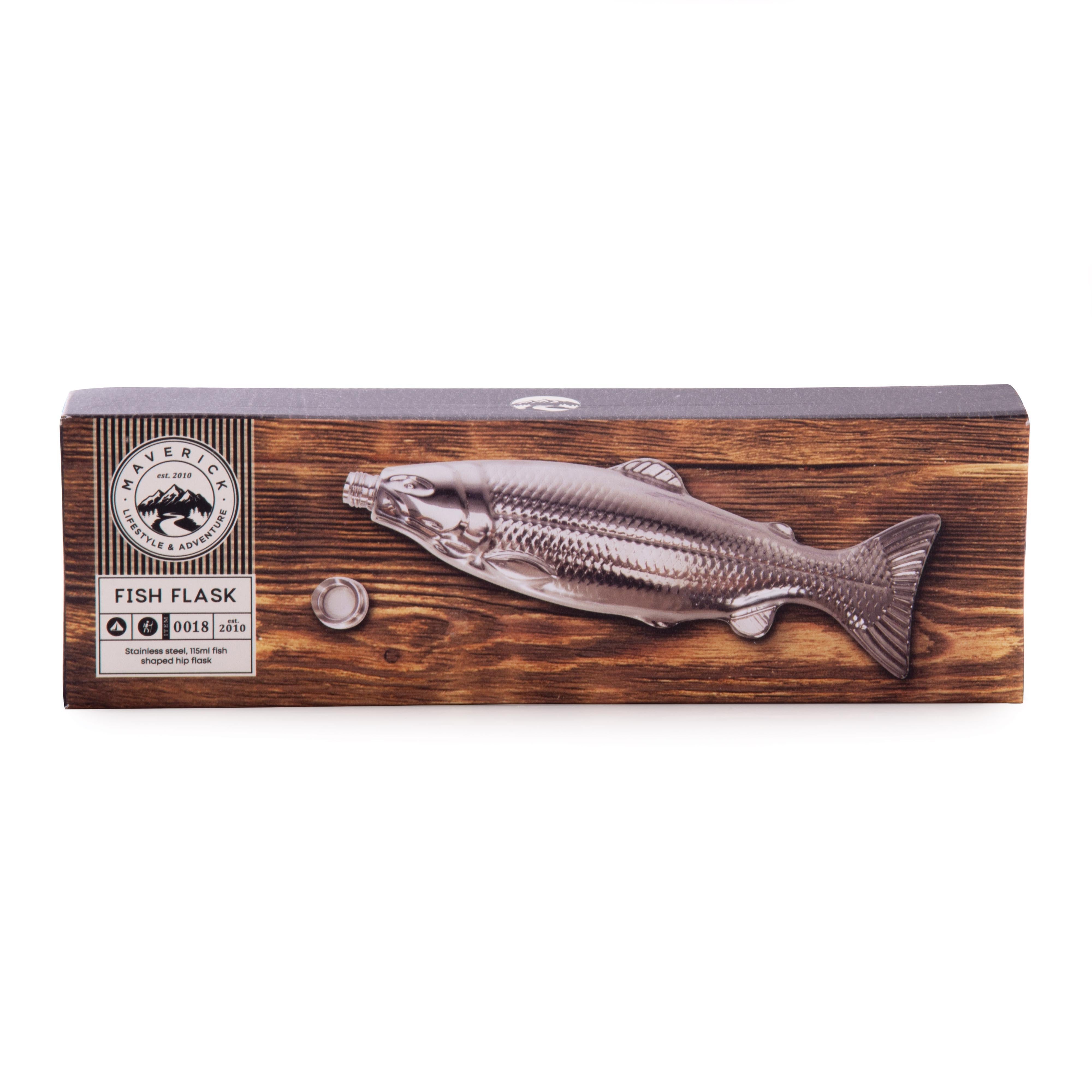 Maverick Fish Flask Silver