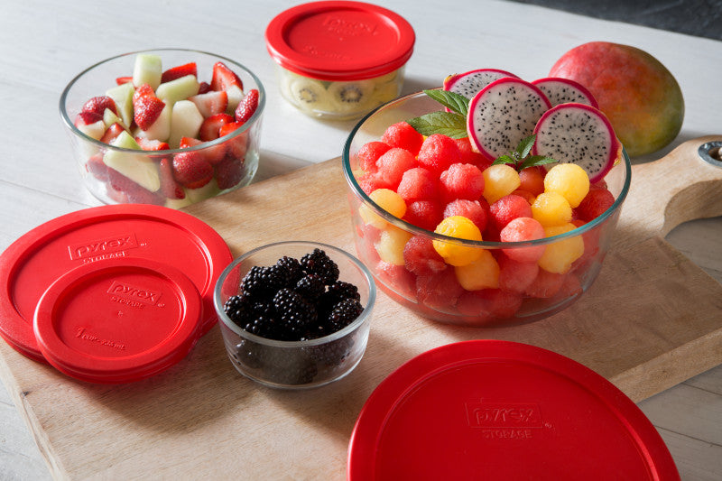 Pyrex Glass Round Container - Red (236mL)