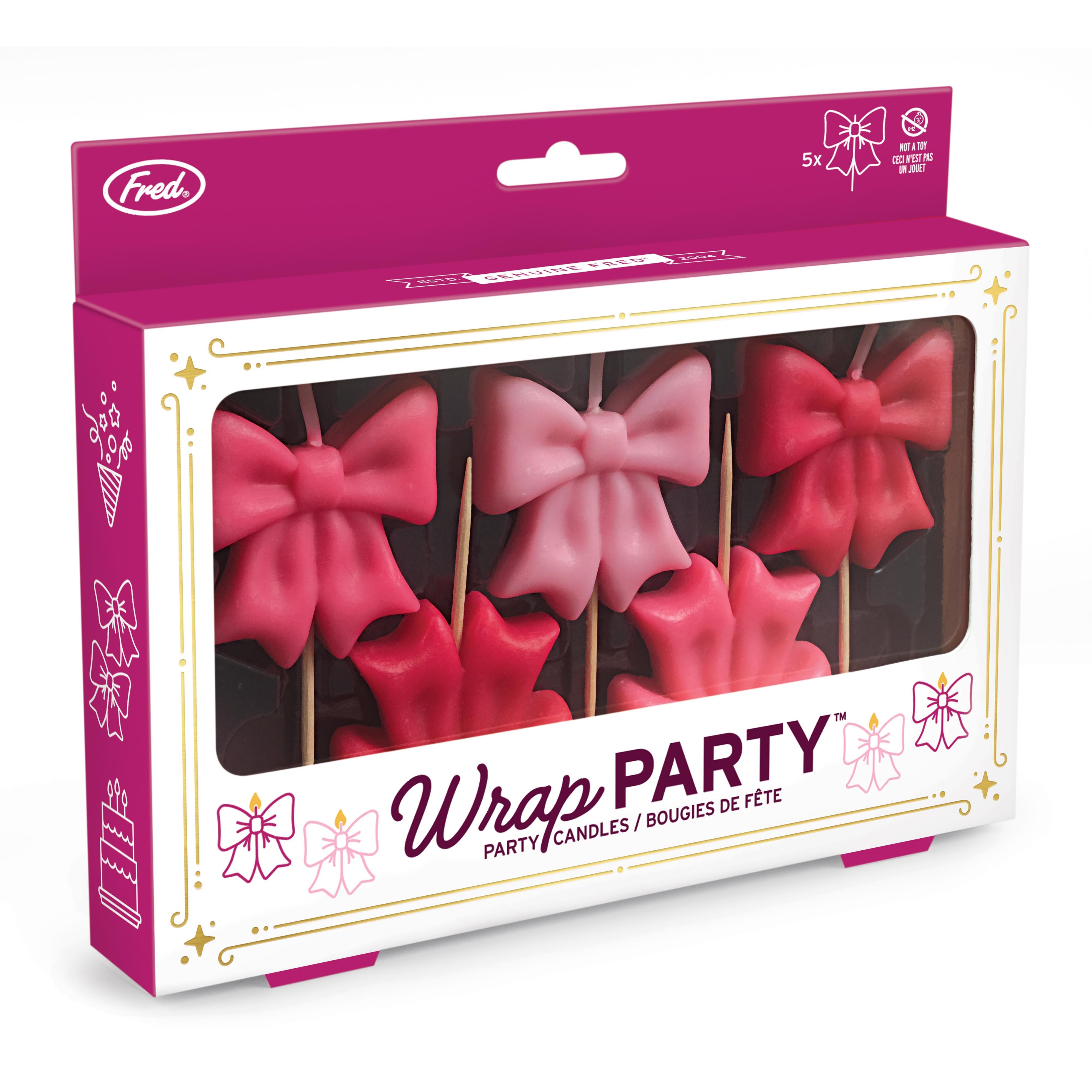 Fred Wrap Party Birthday Candles 5 Piece Set Pink