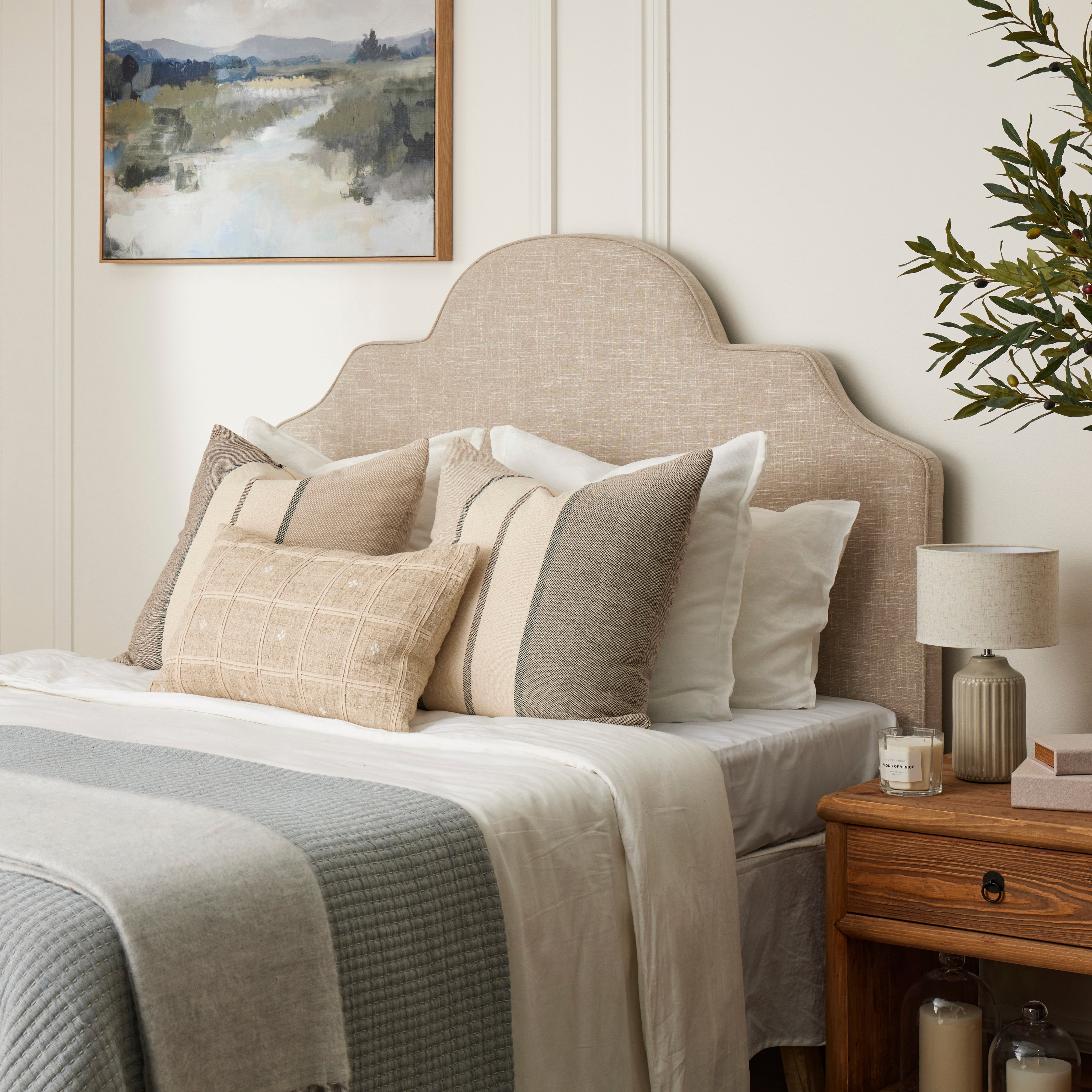 Amalfi Cove Linen Cushion White