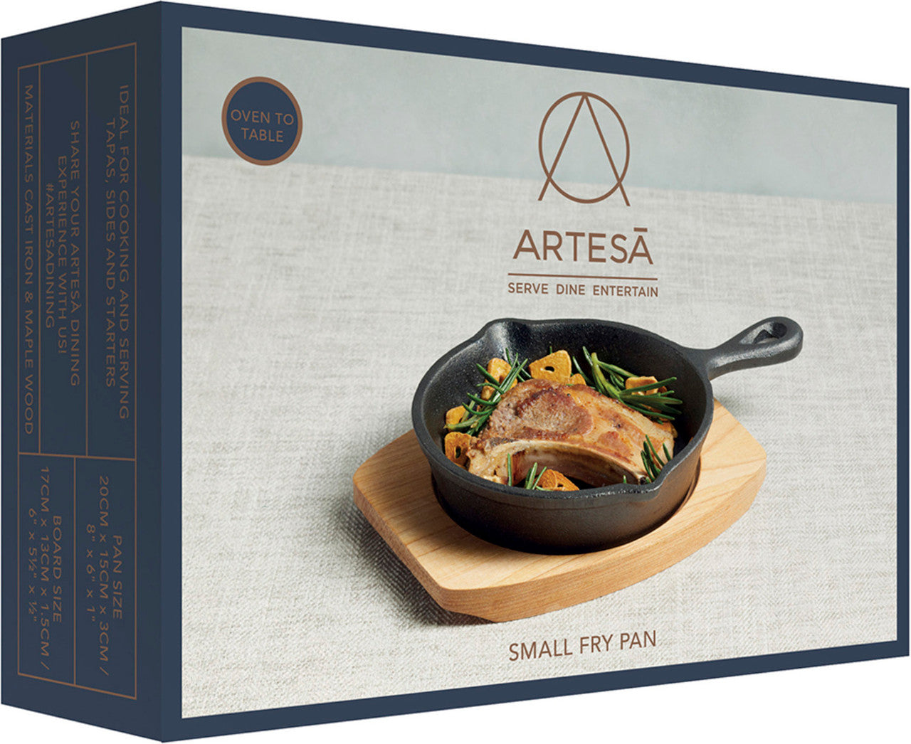 Artesà Cast Iron Mini Fry Pan with Serving Board 15cm