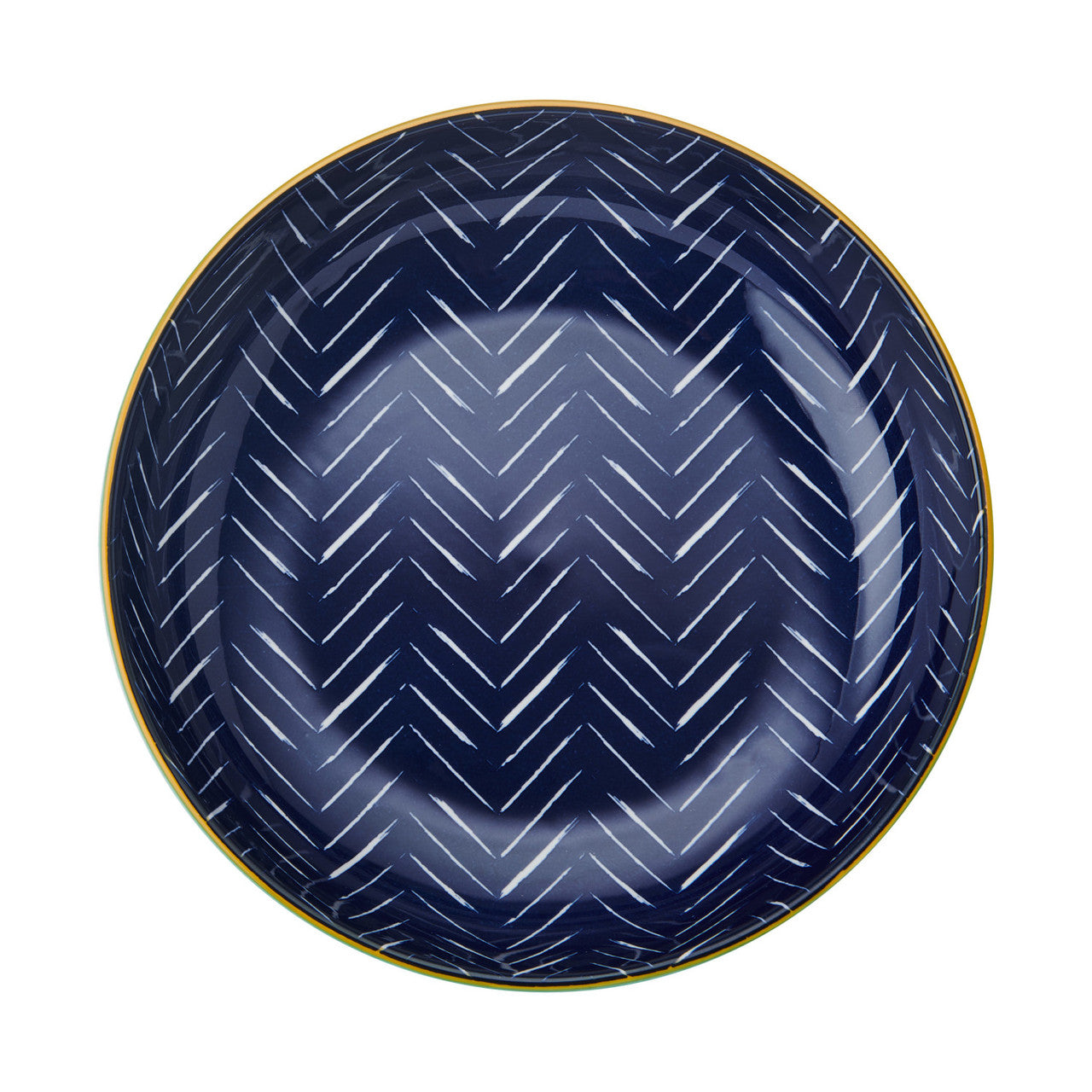 Mikasa Glazed Stoneware Coupe Bowl 21cm (Indigo Chevron)