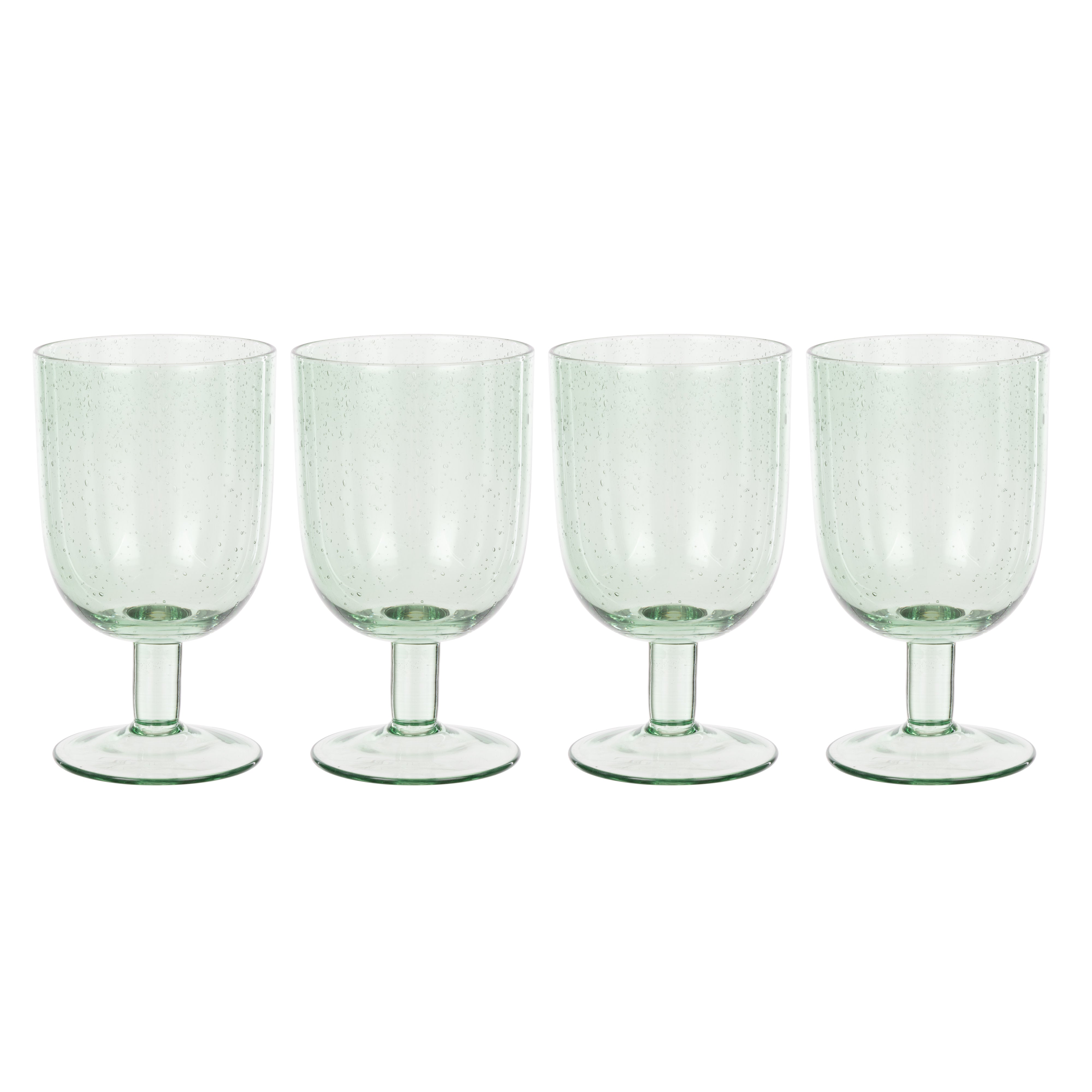 Davis & Waddell Saltara Bubble Glass Wine Glasses 330ml 4 Piece Set Green