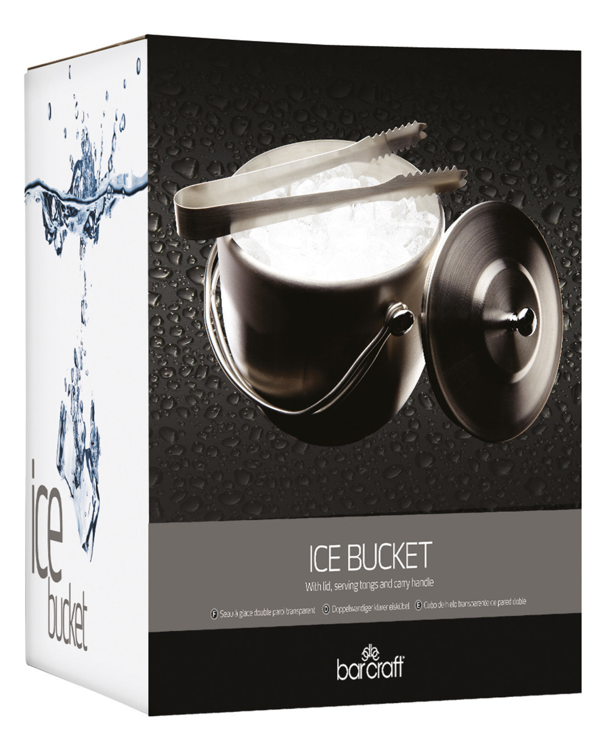 BarCraft Stainless Steel Ice Bucket with Lid & Tongs