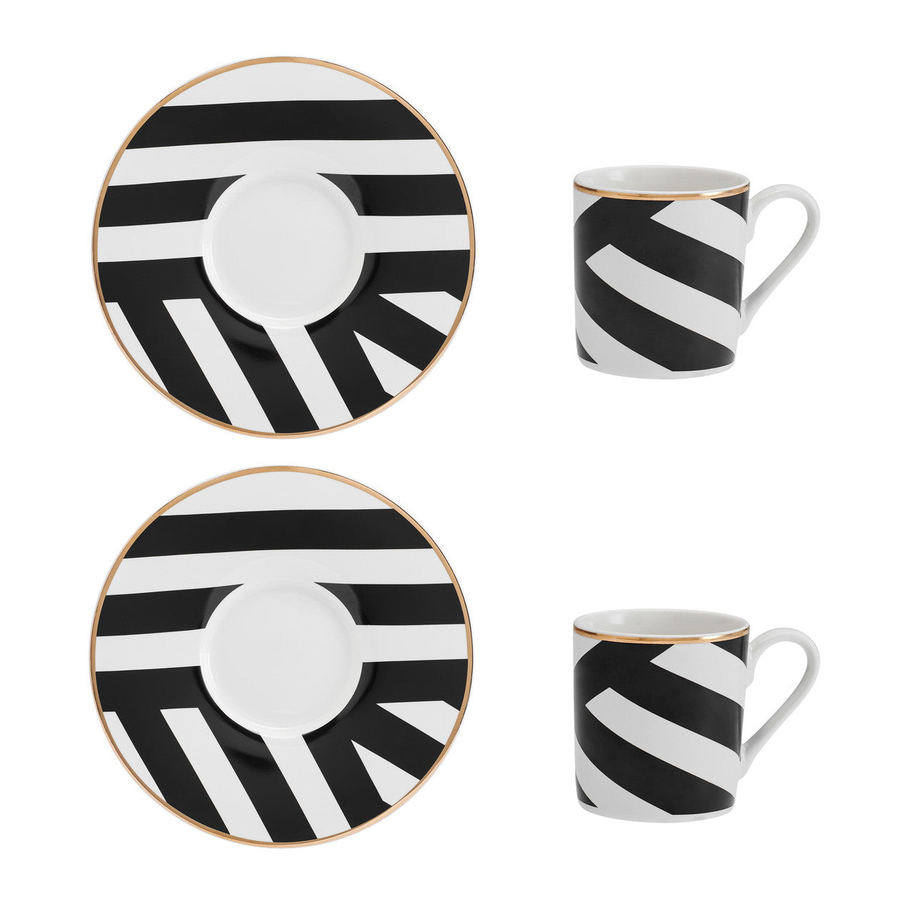 Mikasa Luxe Deco Fine China Espresso Cup & Saucer Set 2 Piece 110ml (Geo Pattern)