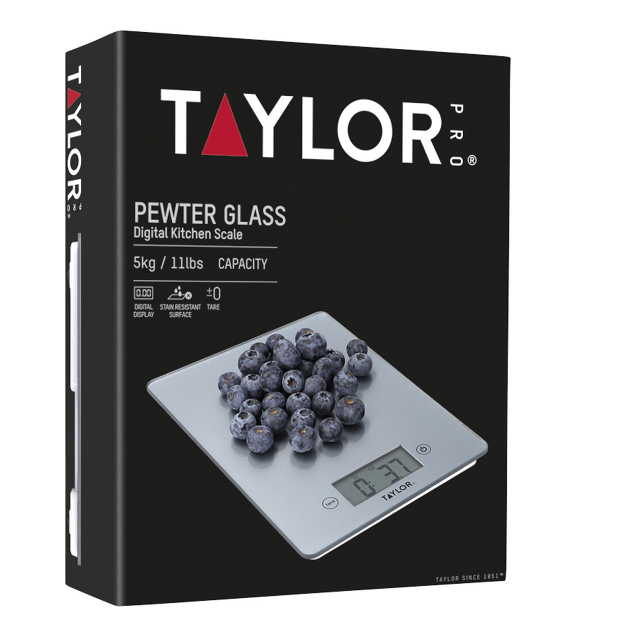 Taylor Pro Glass Digital Kitchen Scale 5kg (Pewter)