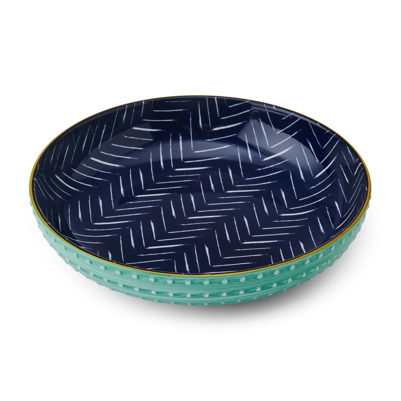 Mikasa Glazed Stoneware Coupe Bowl 21cm (Indigo Chevron)