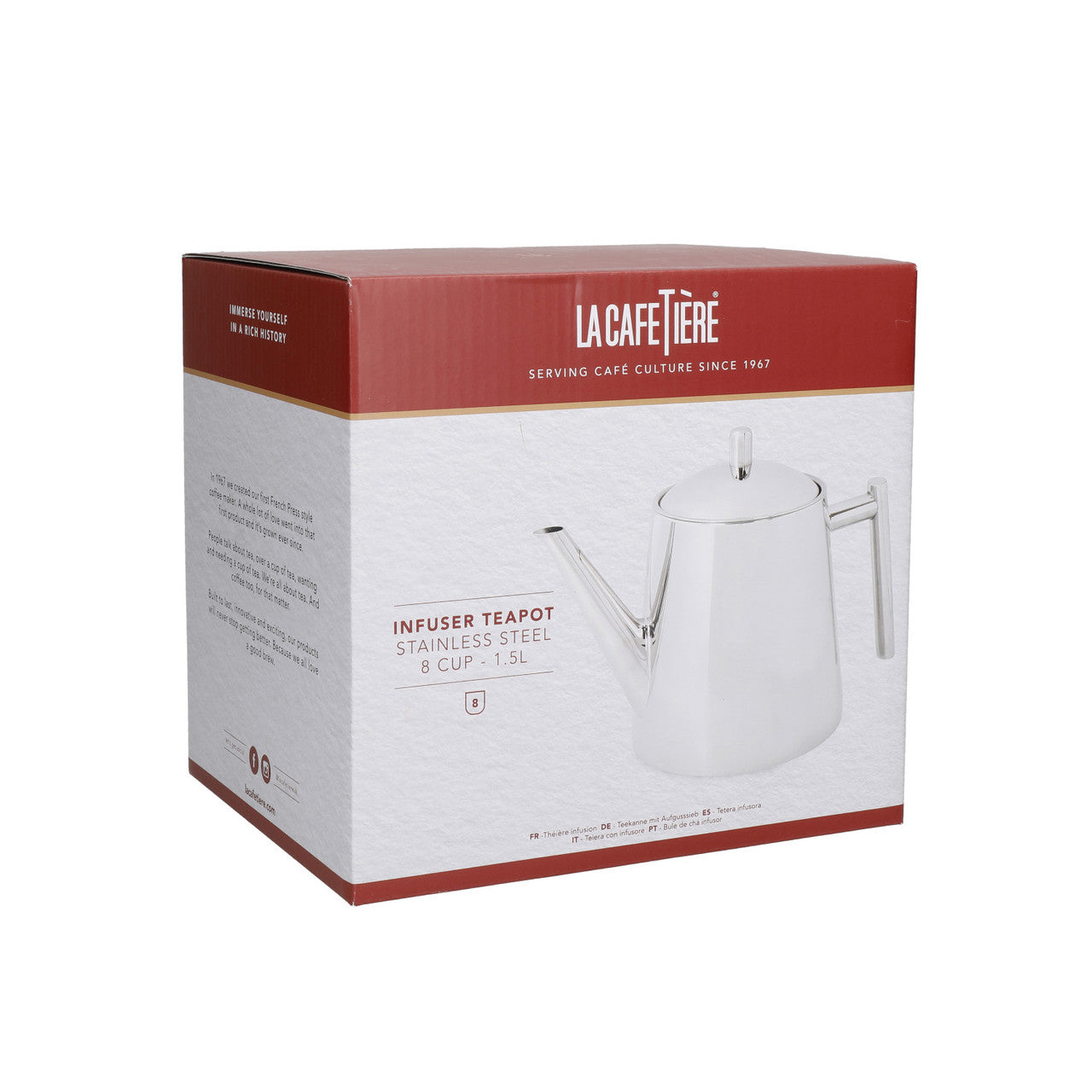 La Cafetière Stainless Steel Infuser Teapot 8 Cup / 1.5L
