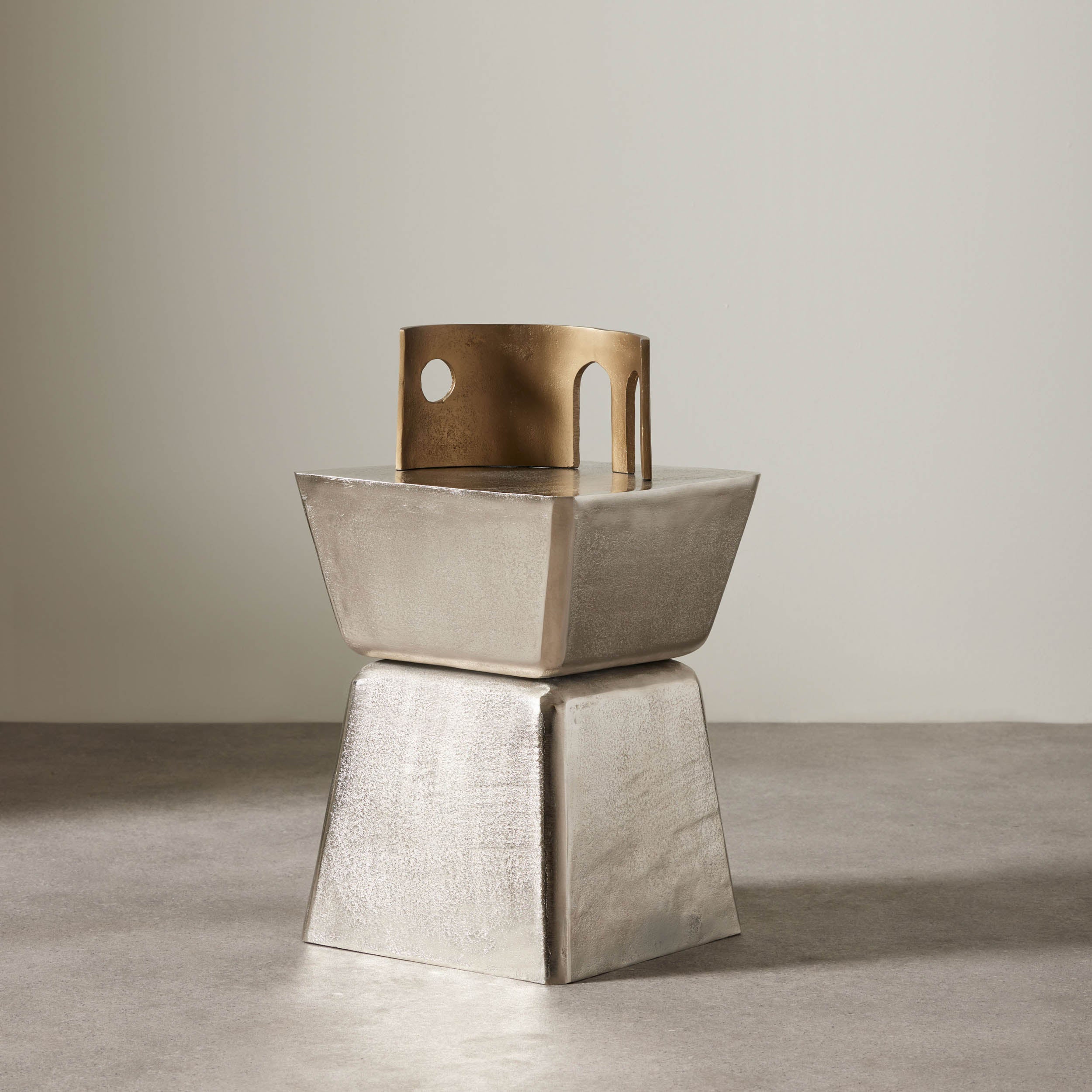 Grand Designs Zalen Side Table Raw Nickel