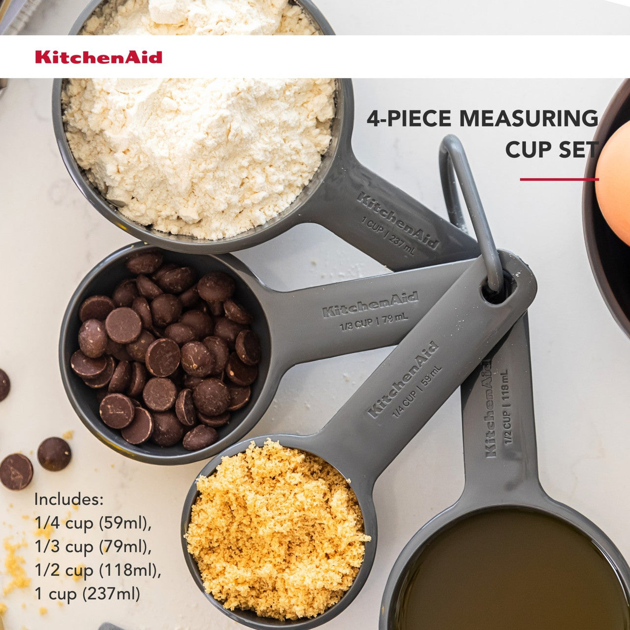 KitchenAid 4 Piece Measuring Cup Set (Charcoal Grey)
