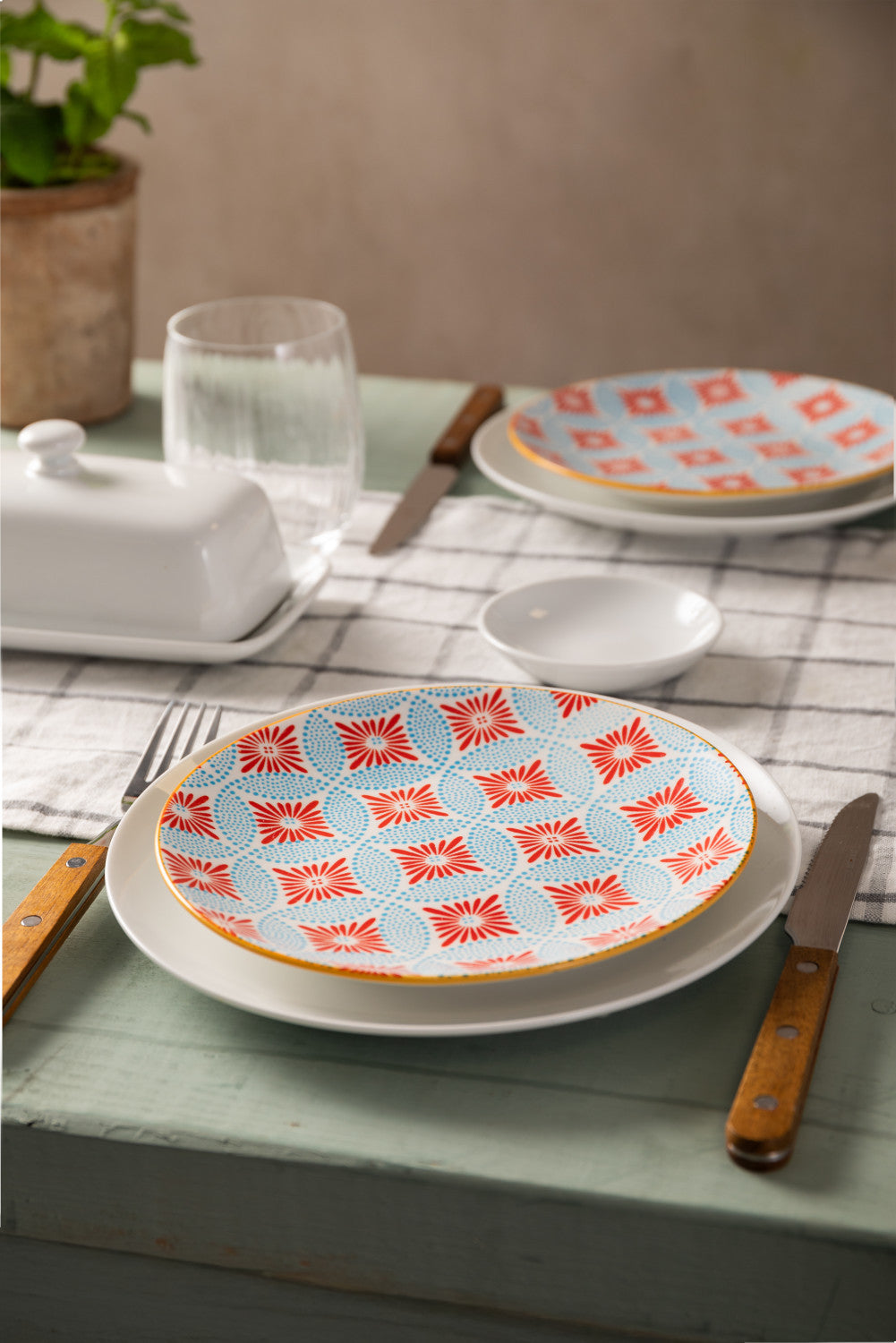 Mikasa Stoneware Side Plate 18cm (Blue Mosaic)