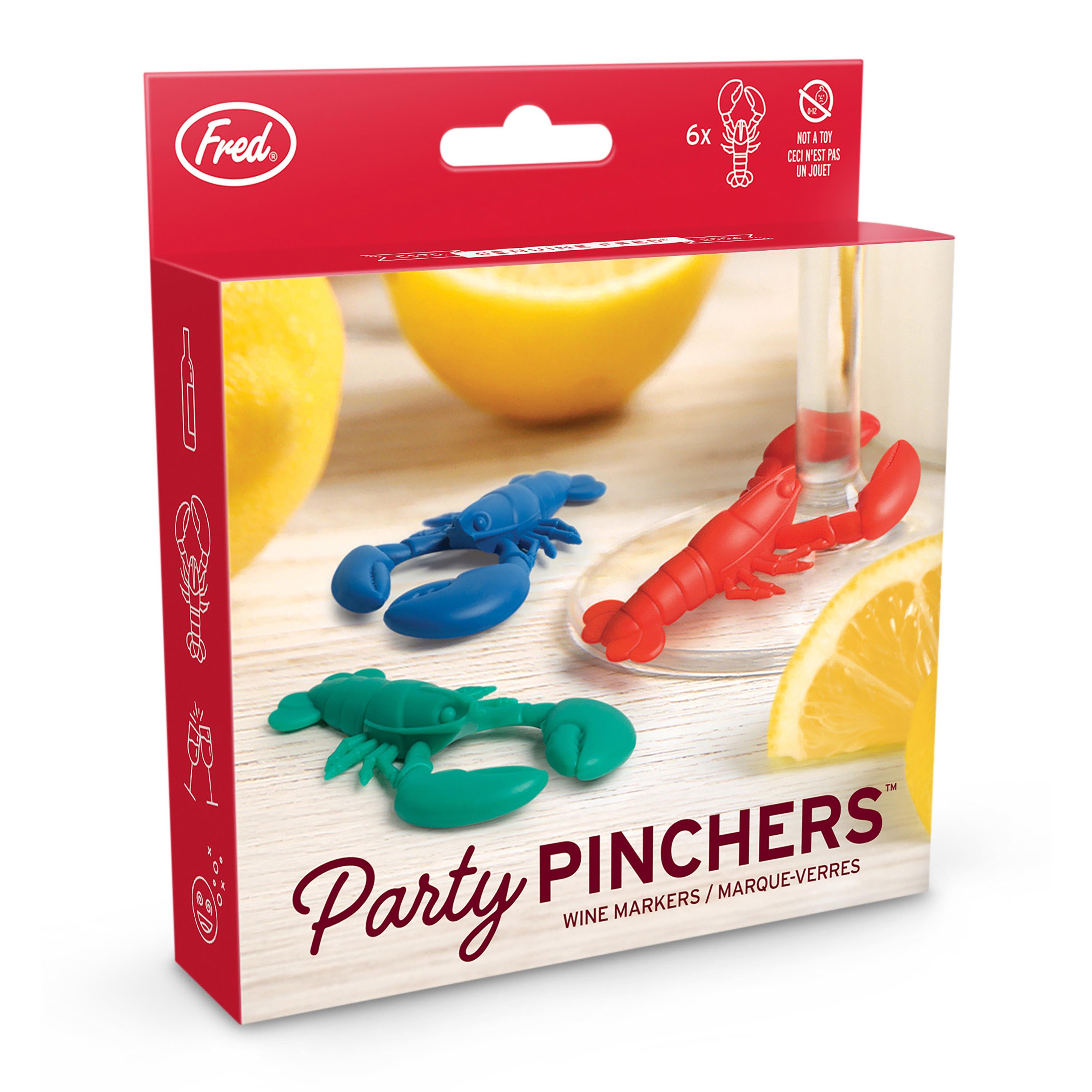 Fred Party Pinchers Drink Markers 6 Piece Set Multi-Coloured