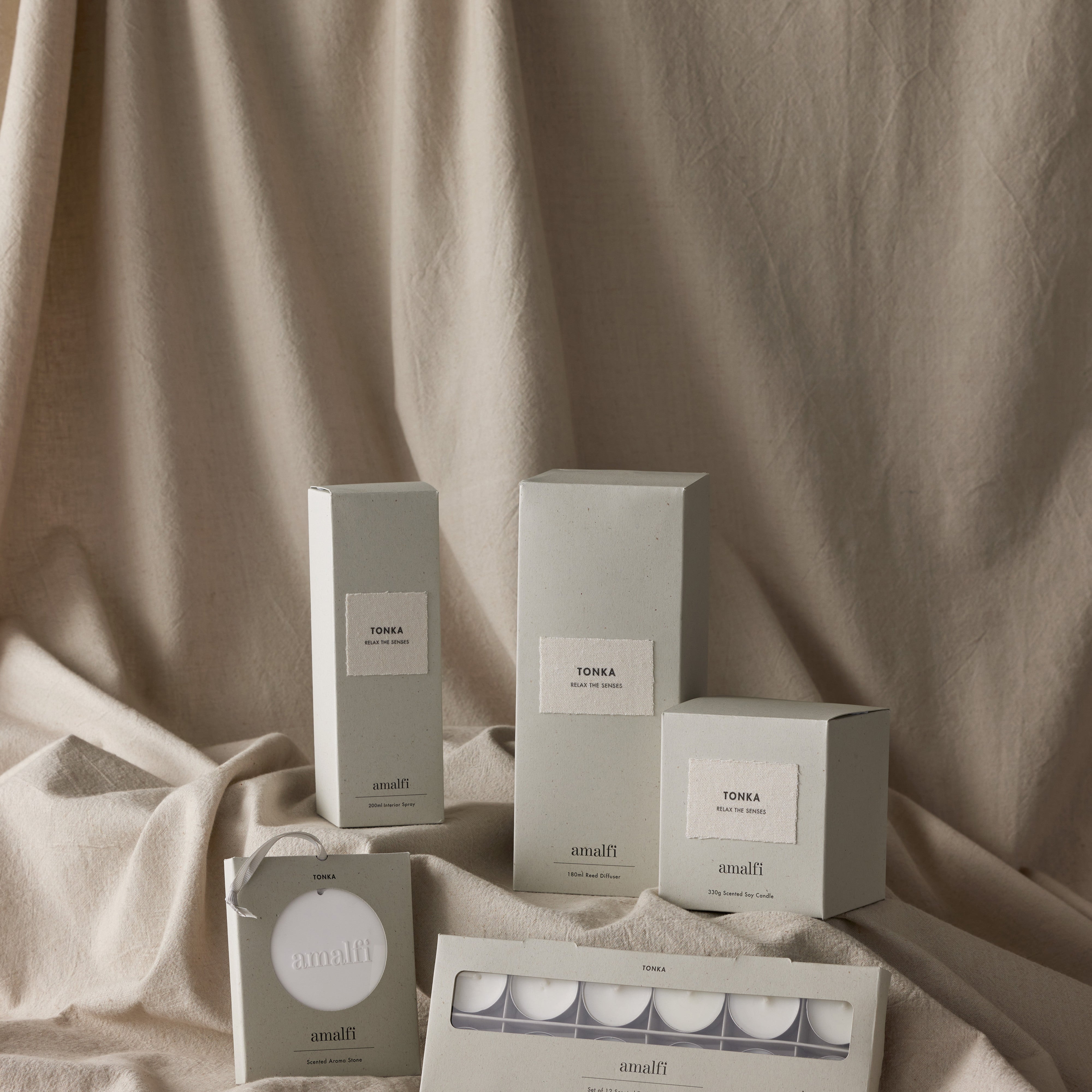 Amalfi Santal Scented Tealight Candles 12 Piece Set Taupe