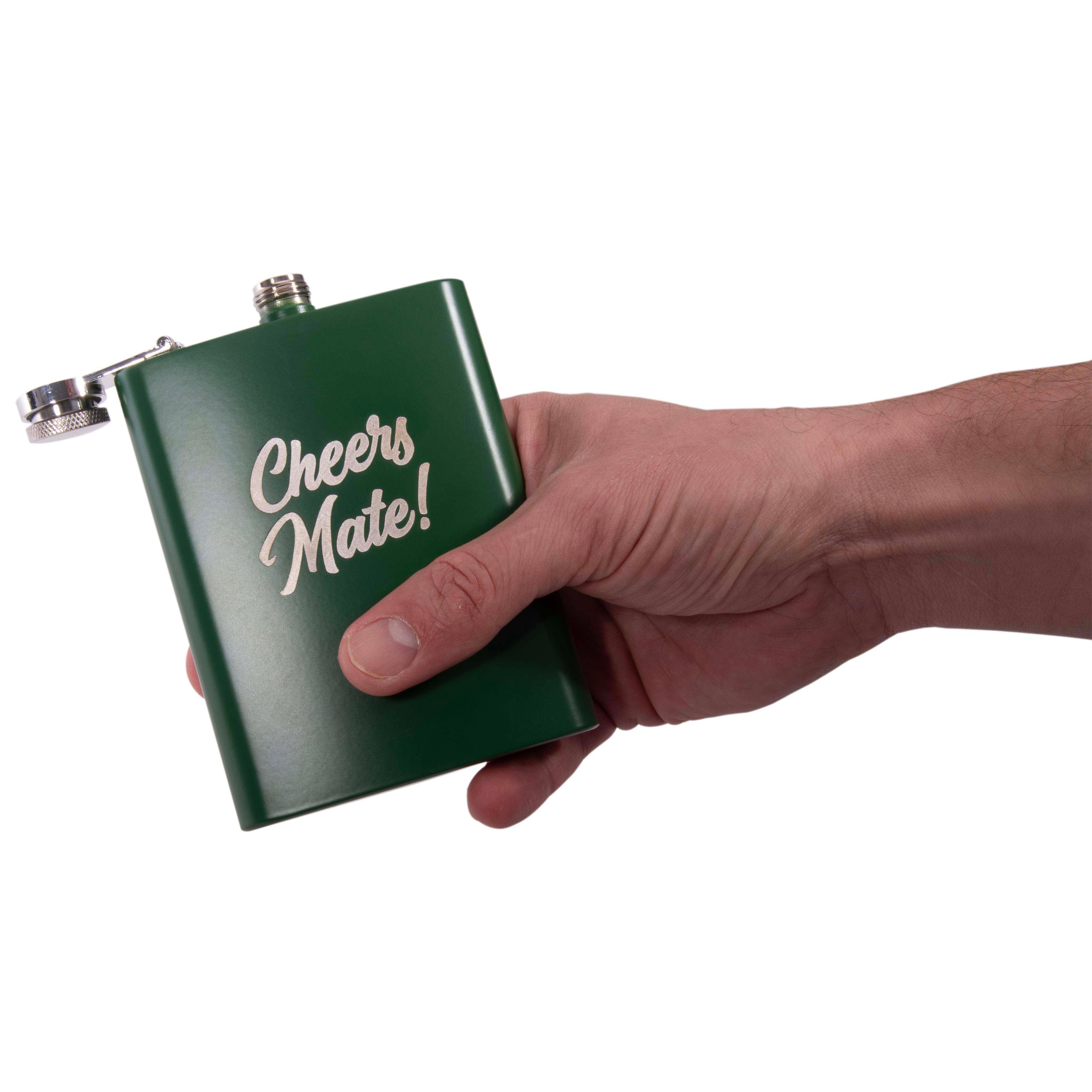 Australian Collection Cheers Mate Hip Flask Green