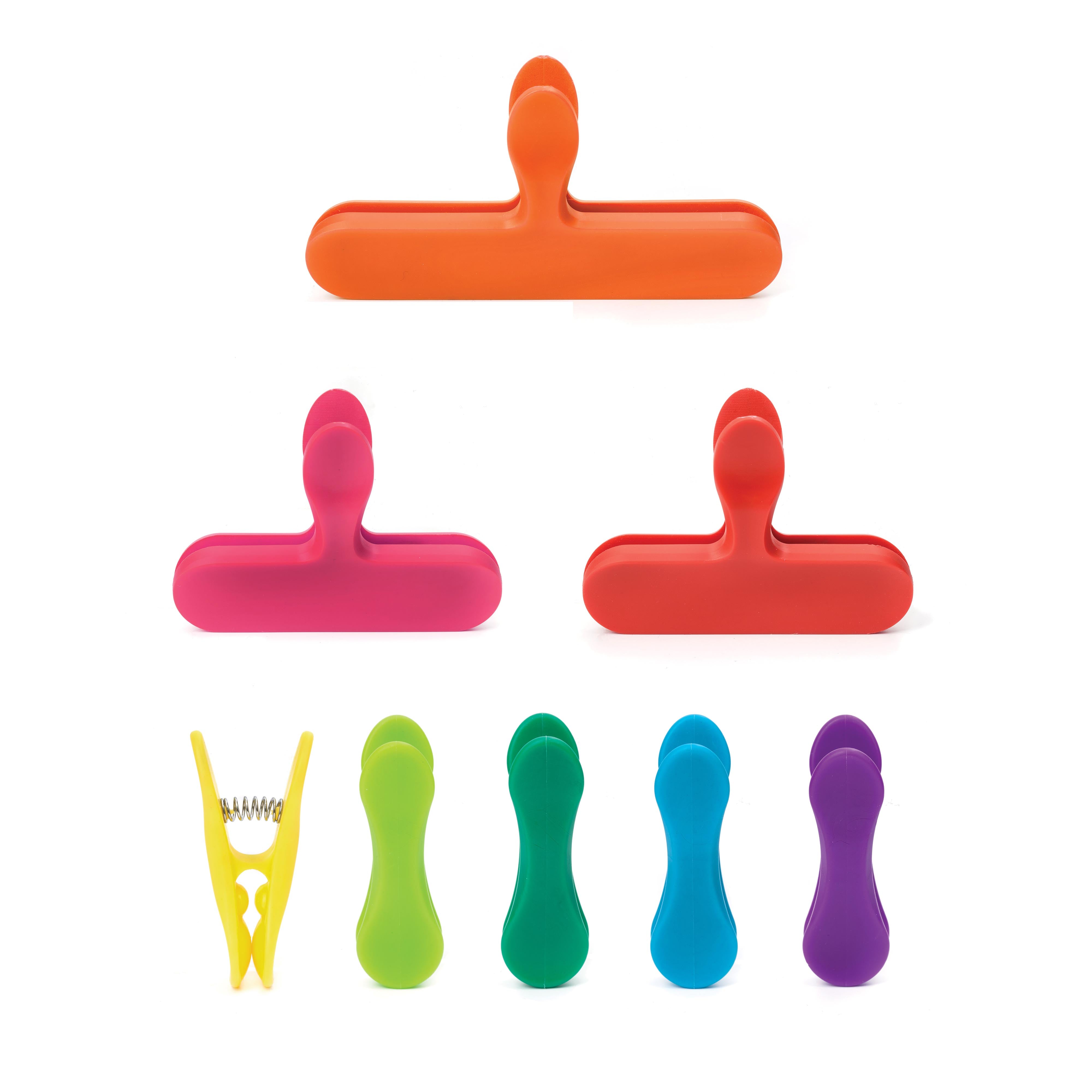 Kikkerland Rainbow Bag Clips Assorted Sizes Multi-Coloured