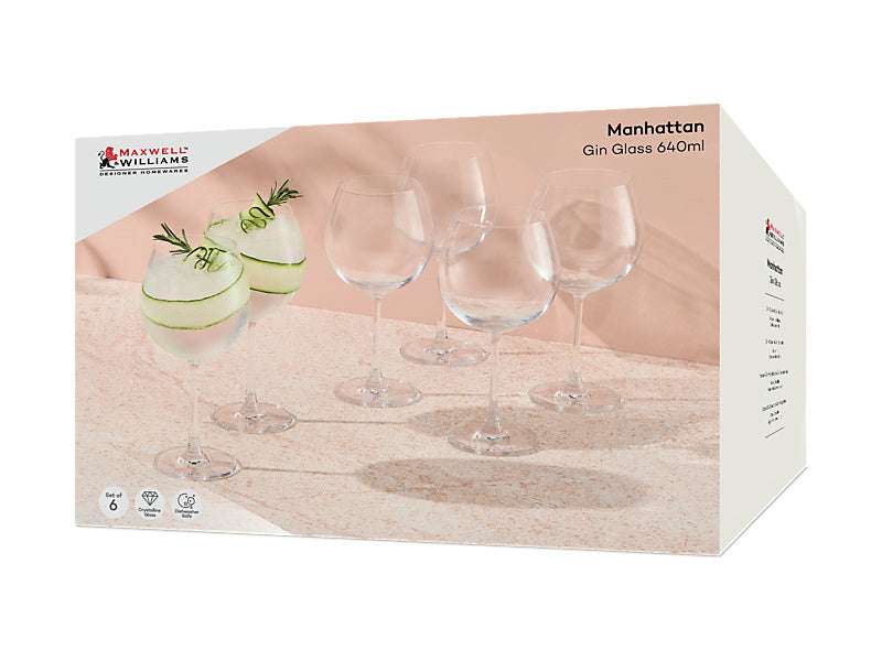 Maxwell & Williams Manhattan Gin Glass Clear 640ml 6 Piece
