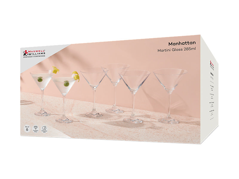 Maxwell & Williams Manhattan Martini Glass Clear 285ml 6 Piece