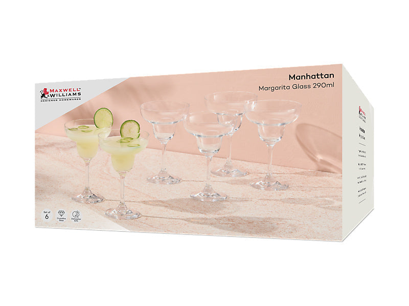 Maxwell & Williams Manhattan Margarita Glass Clear 290ml 6 Piece