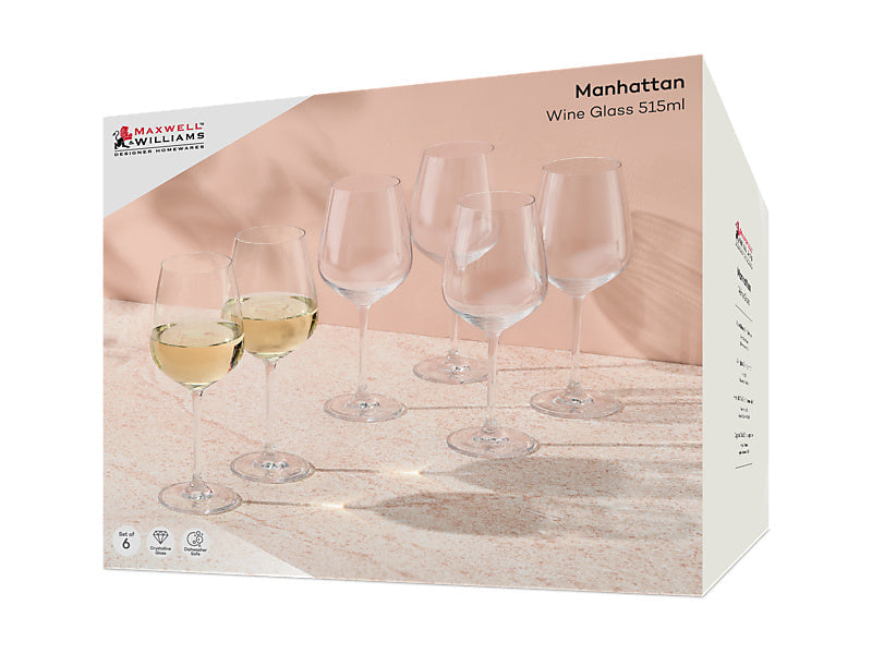 Maxwell & Williams Manhattan Wine Glass Clear 600ml 6 Piece