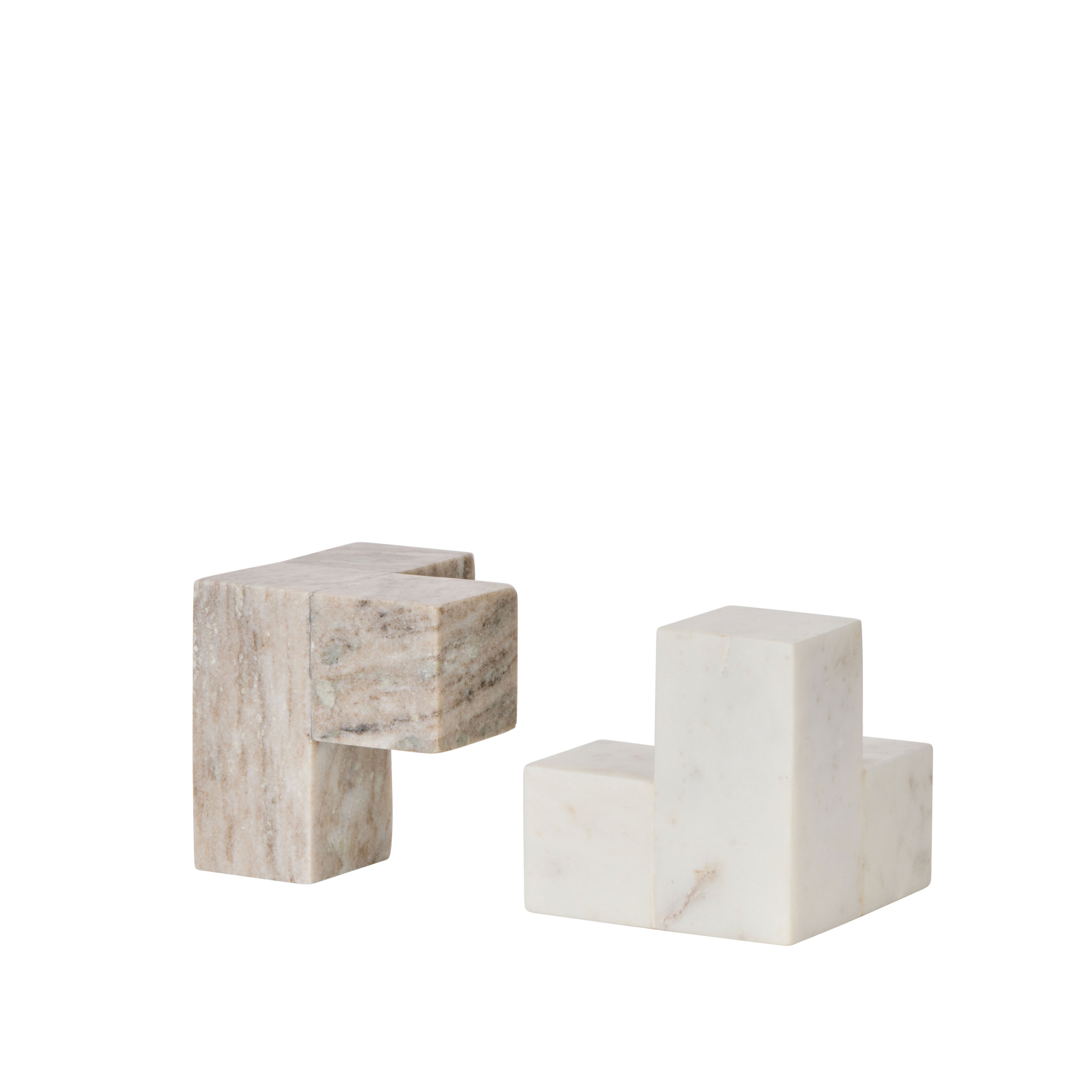 Amalfi Sachi Block Bookends 2 Piece Set White & Beige