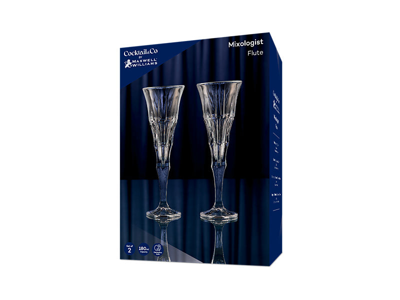 Maxwell & Williams Cocktail & Co Mixologist Champagne Flute Linear Clear 180ml 2 Piece