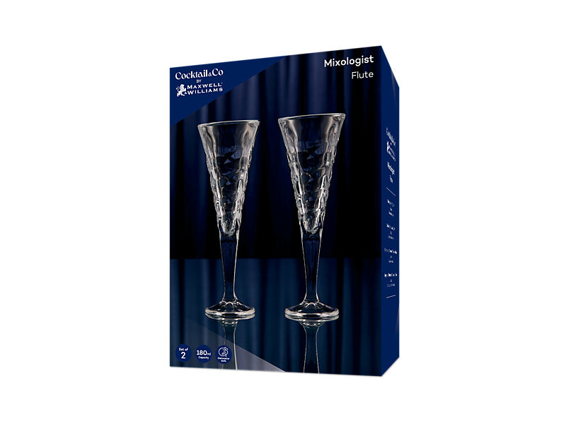 Maxwell & Williams Cocktail & Co Mixologist Champagne Flute Glacier Clear 180ml 2 Piece