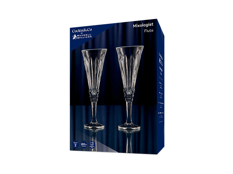 Maxwell & Williams Cocktail & Co Mixologist Champagne Flute Vertex Clear 180ml 2 Piece