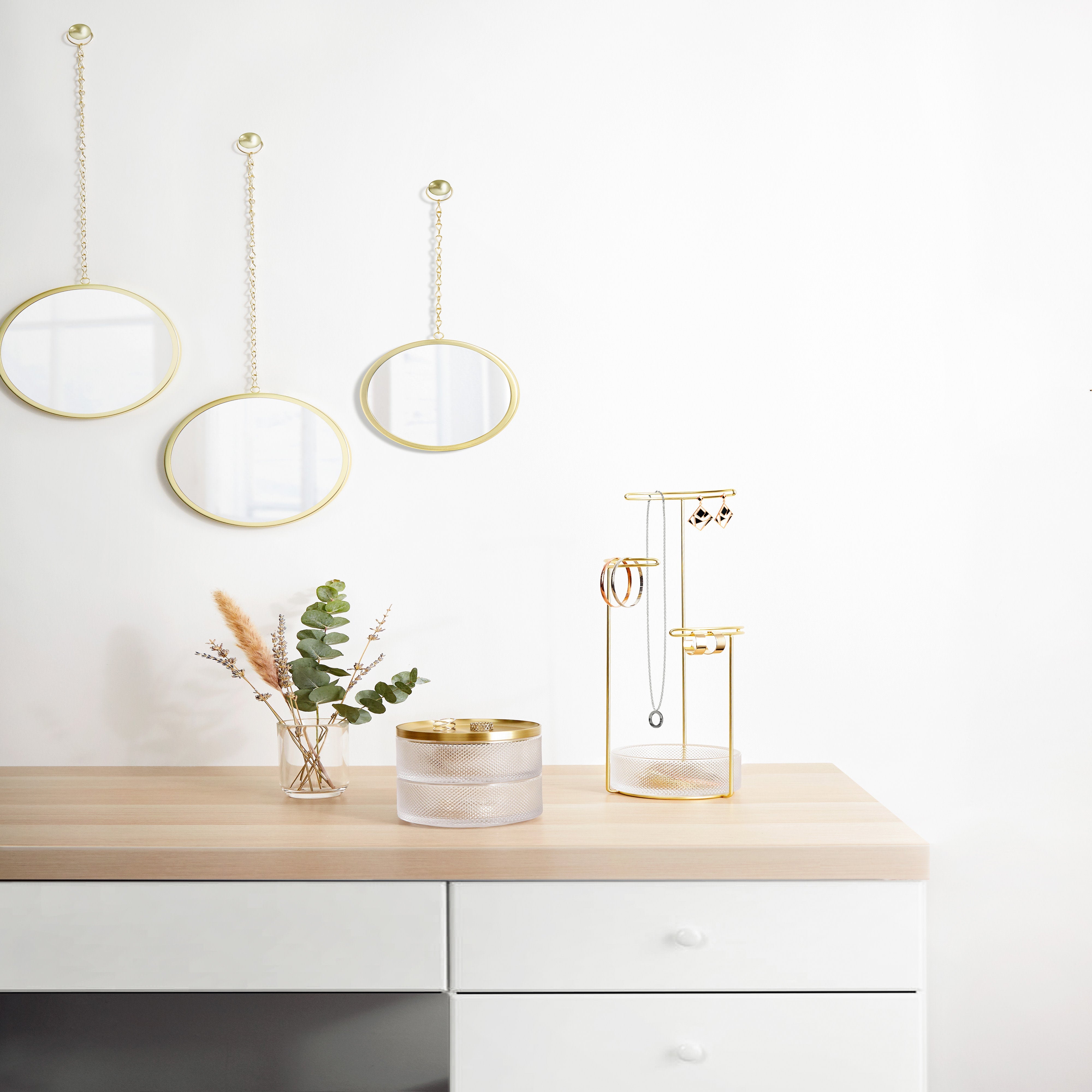 Umbra Tesora Jewellery Stand Glass & Brass