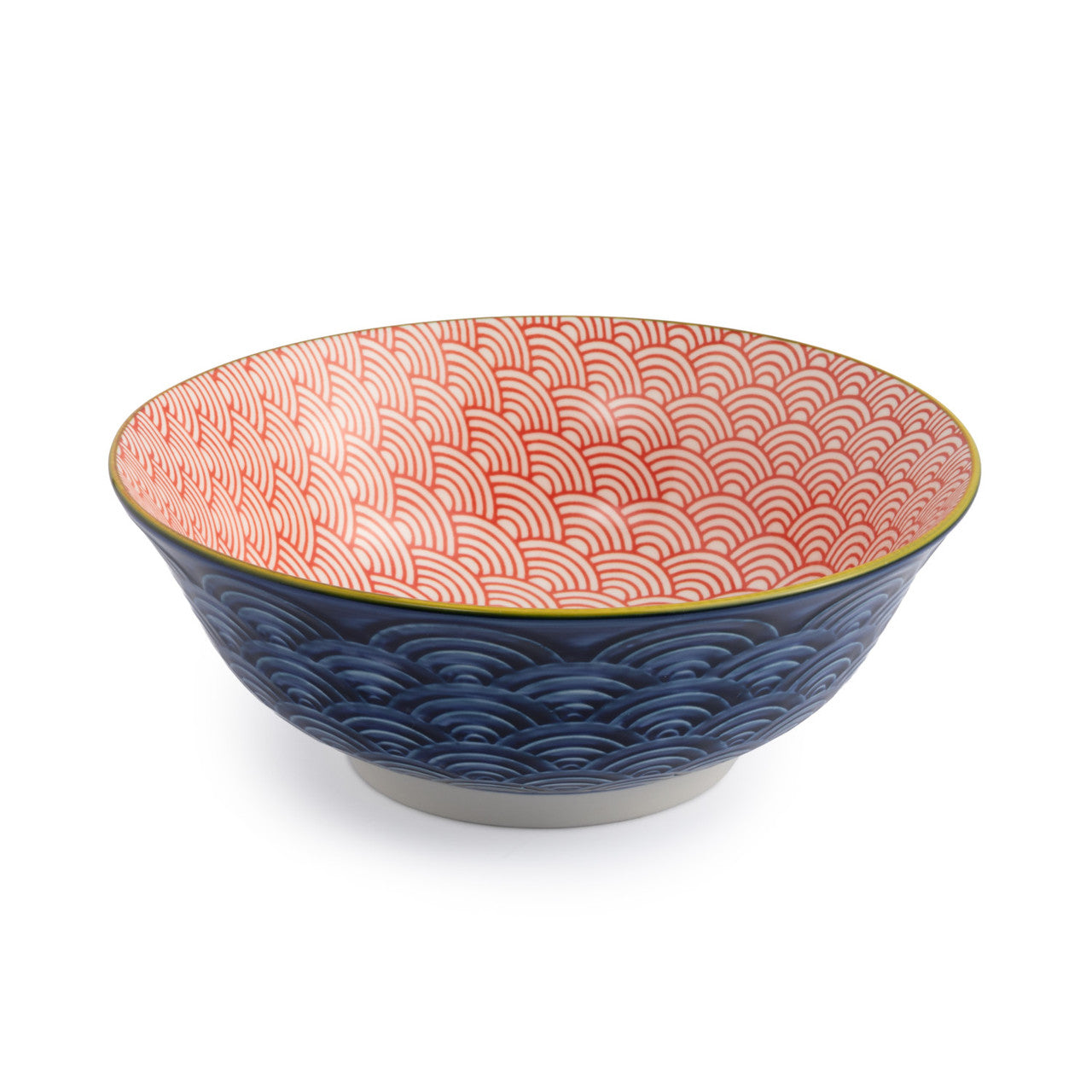 Mikasa Stoneware Ramen Bowl 21cm (Red & Blue Arc)