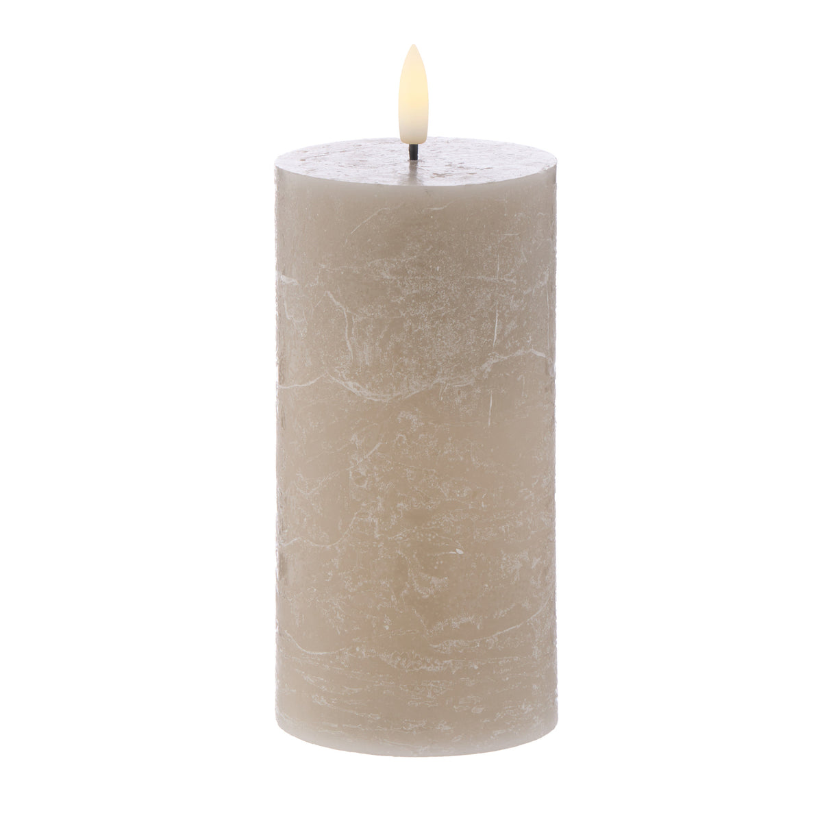 Amalfi Hughe LED Flickering Pillar Candle Rustic Taupe 7.5x7.5x15cm