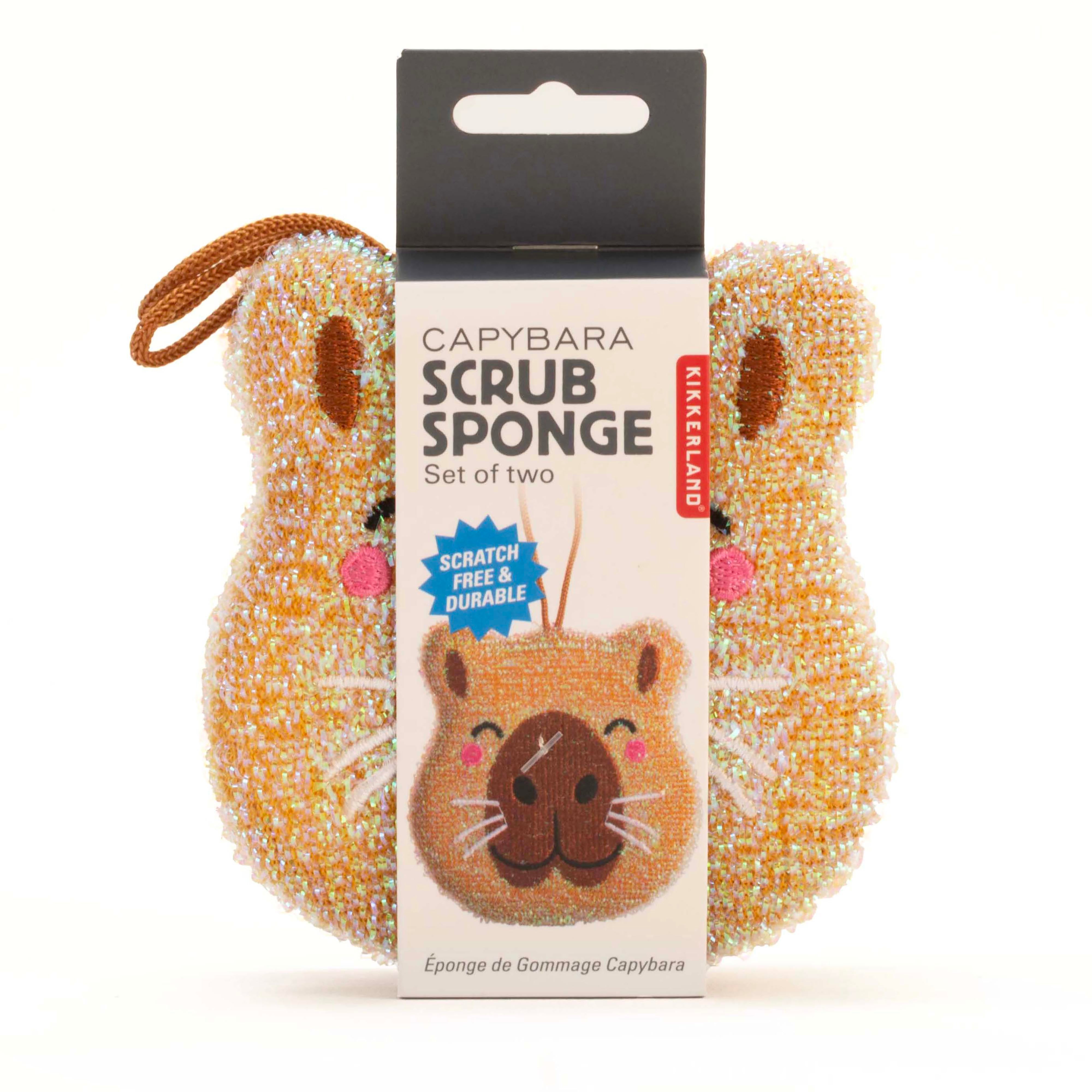 Kikkerland Capybara Scrub Sponge 2 Piece Set Multi-Coloured