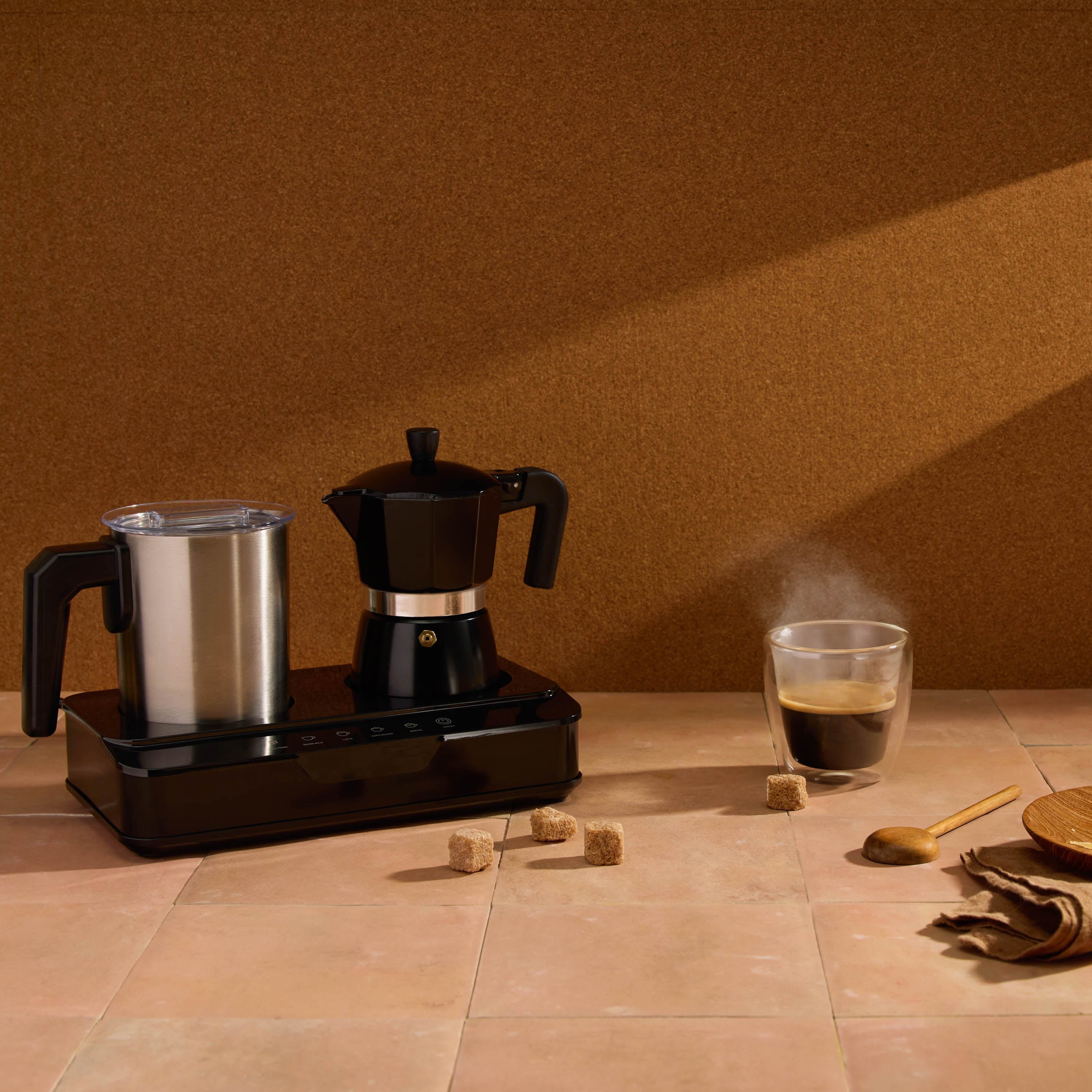 Leaf & Bean Electric Espresso Maker With Milk Frother & Warmer 1200W Black