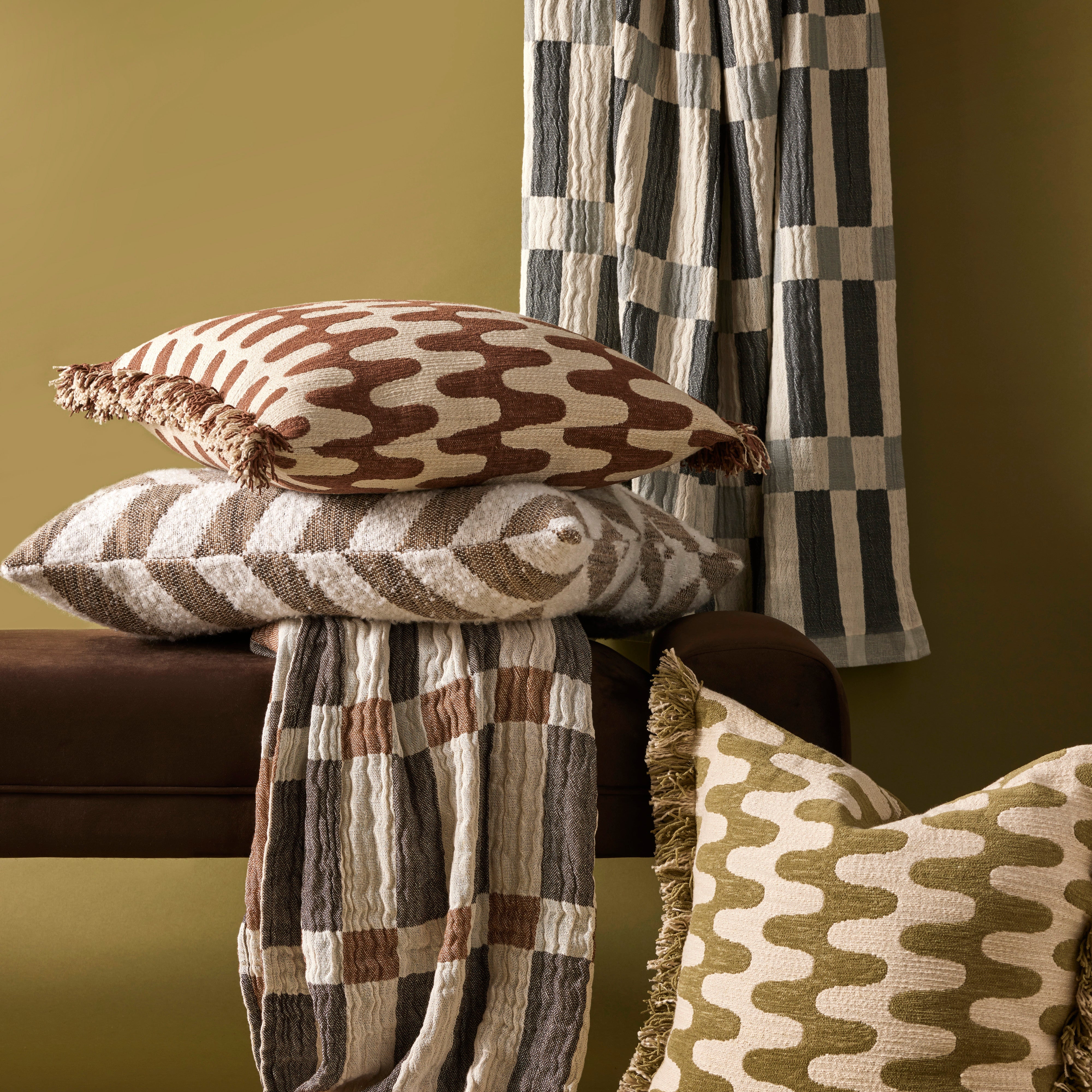 Academy Nash Abstract Cushion Green