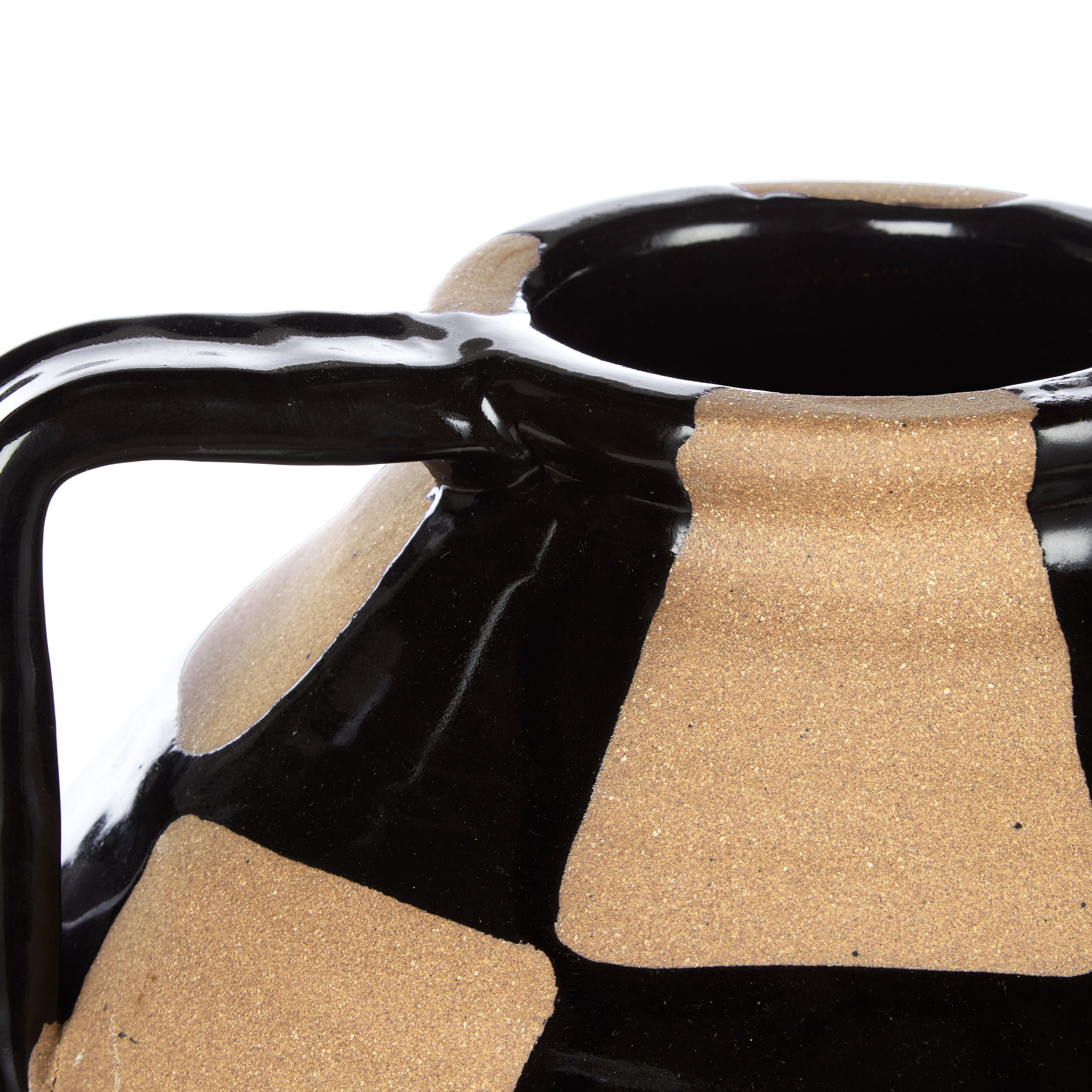 Amalfi Fulton Vase with Arms Large Black & Natural