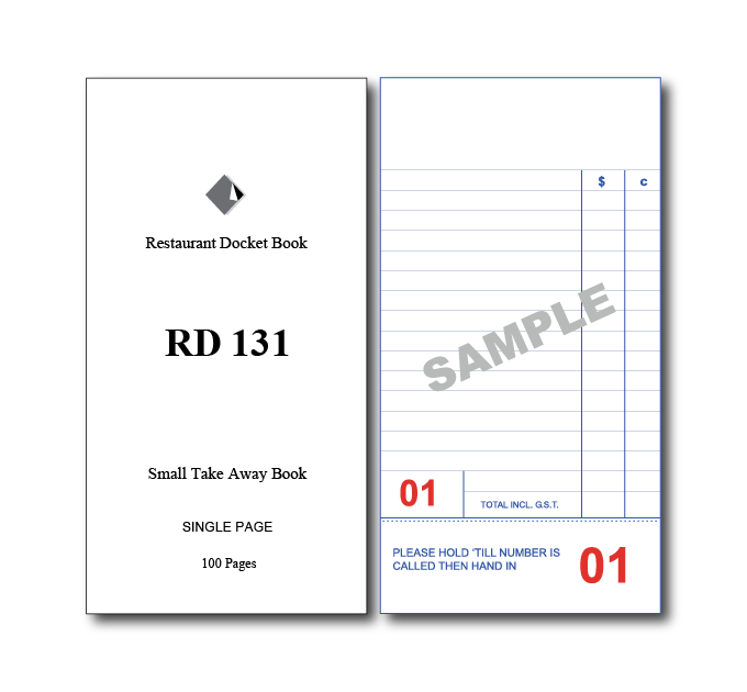 RD131 Single Copy Small Takeaway Order Book (100 Pages)