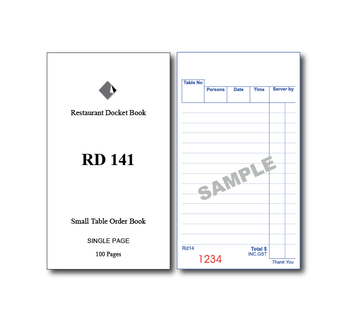 RD141 Single Copy Small Table Order Book (100 Pages)