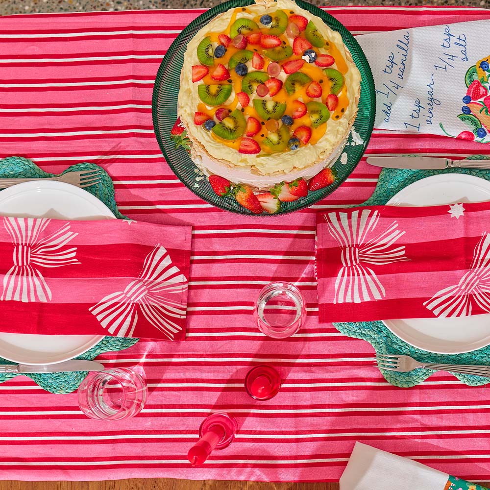 Annabel Trends Cotton Tablecloth Red & Pink Stripe Medium 140cm x 240cm